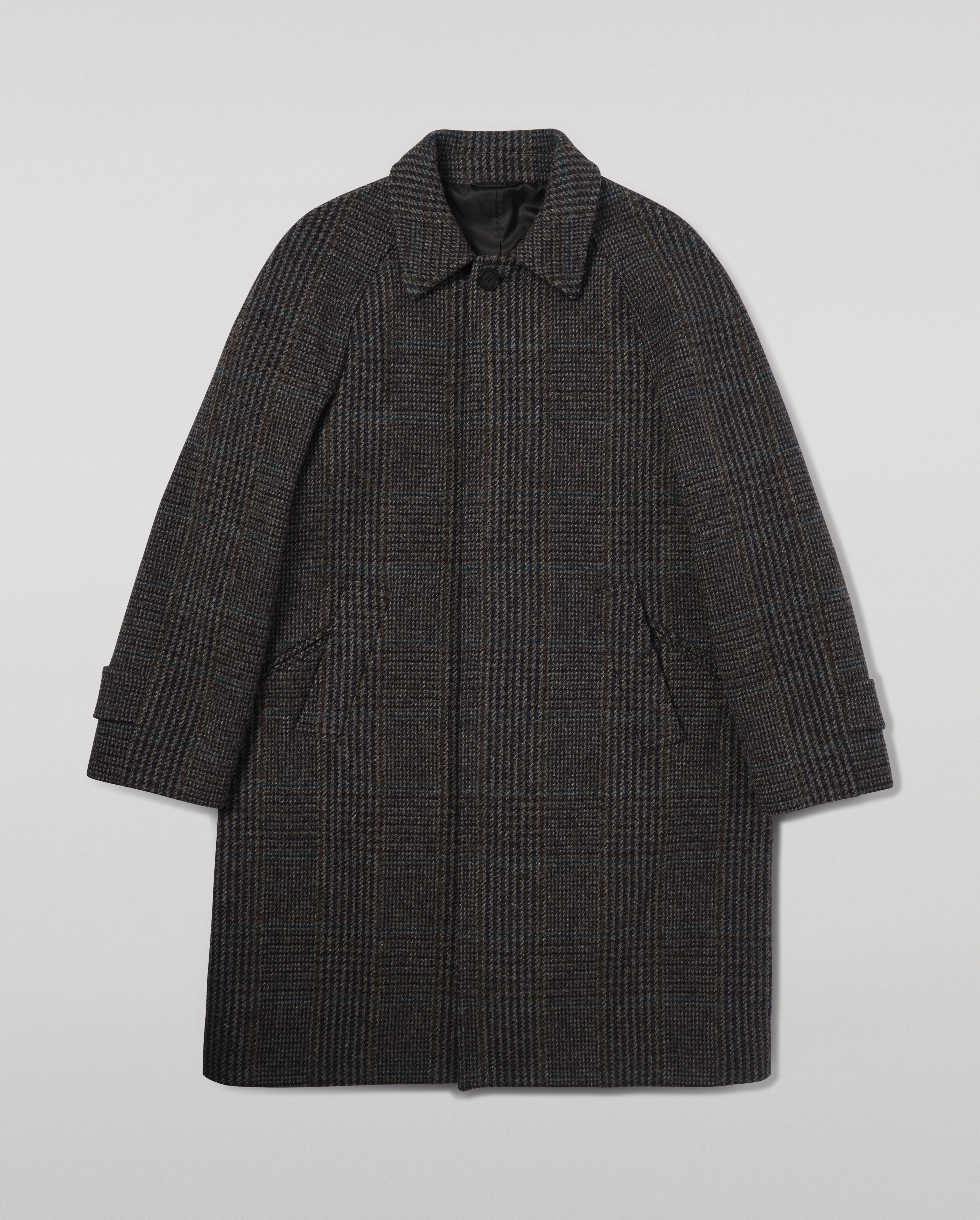 Johnstons of Elgin - 'The Balmacaan' Coat | Dark Slate Check
