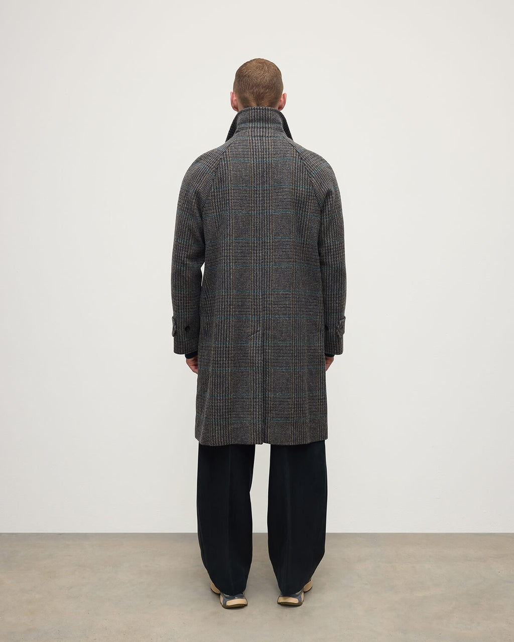 Johnstons of Elgin - 'The Balmacaan' Coat | Dark Slate Check