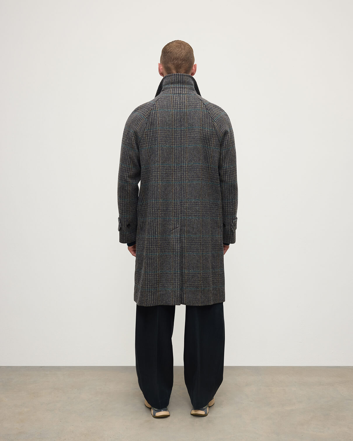 Johnstons of Elgin - 'The Balmacaan' Coat | Dark Slate Check