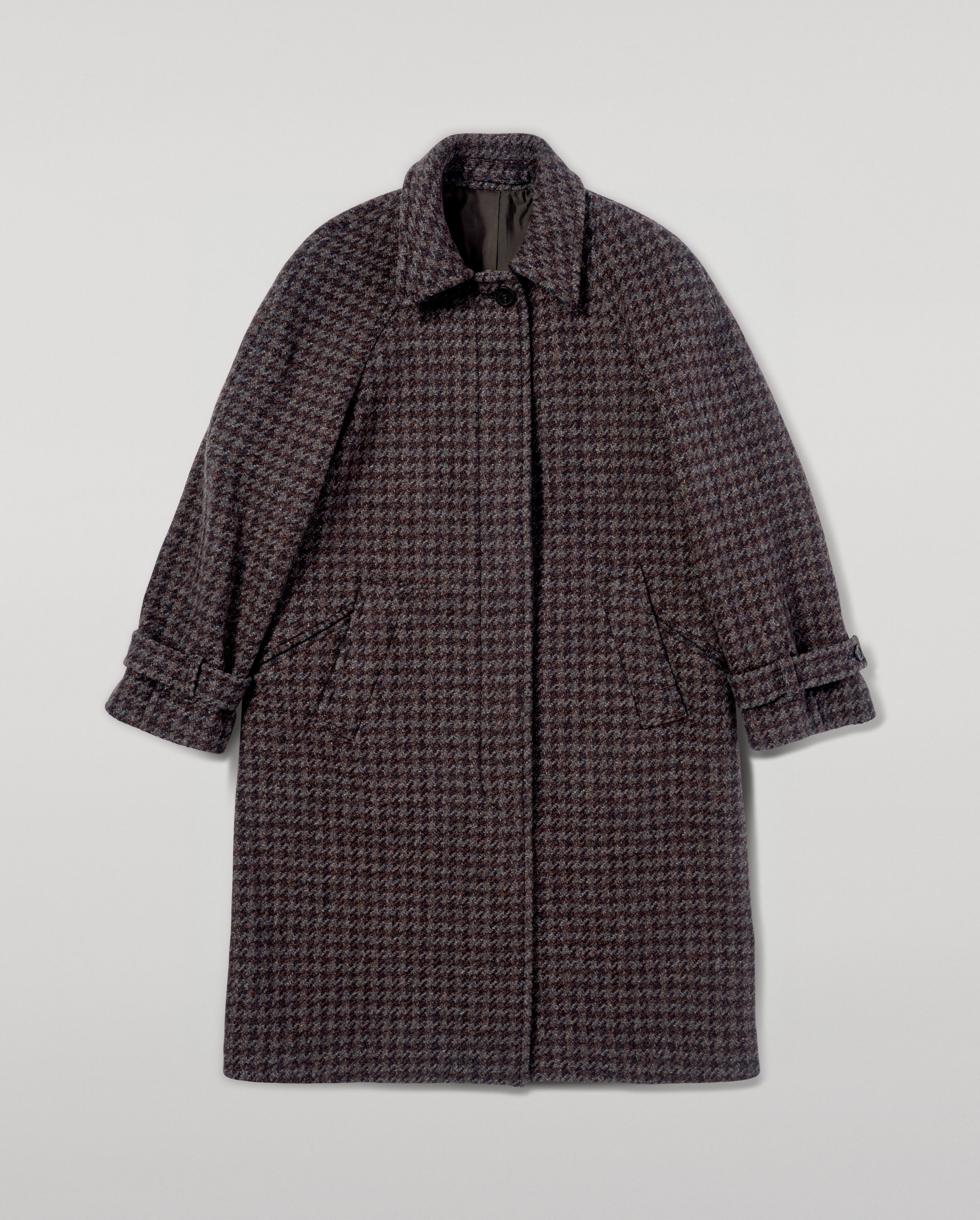 Johnstons of Elgin - Women's Balmacaan Coat | Shale Houndstooth