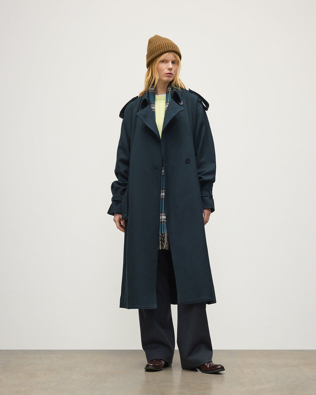 Johnstons of Elgin - Threave Wool Trench Coat | Mallard Glen Urquhart