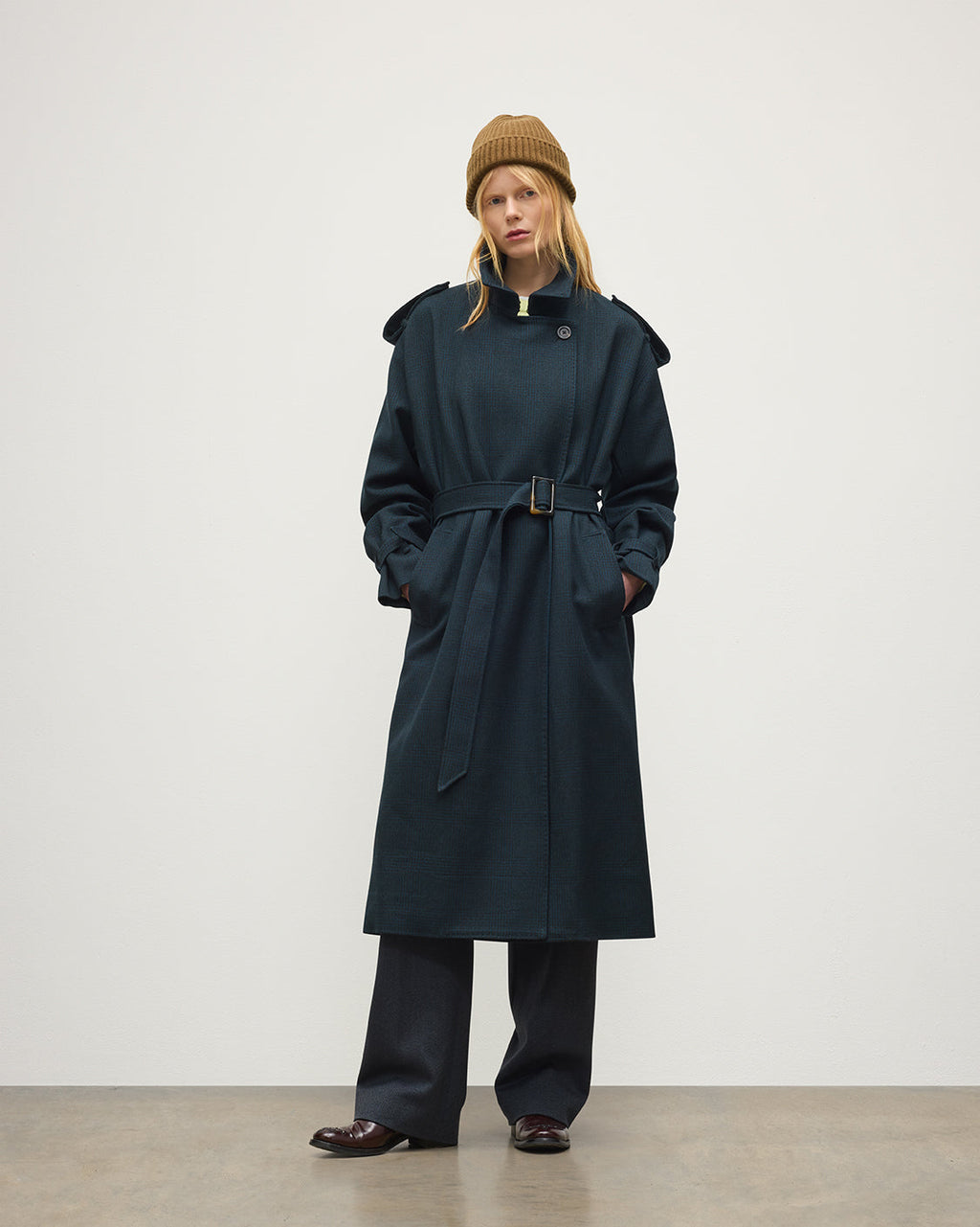 Johnstons of Elgin - Threave Wool Trench Coat | Mallard Glen Urquhart