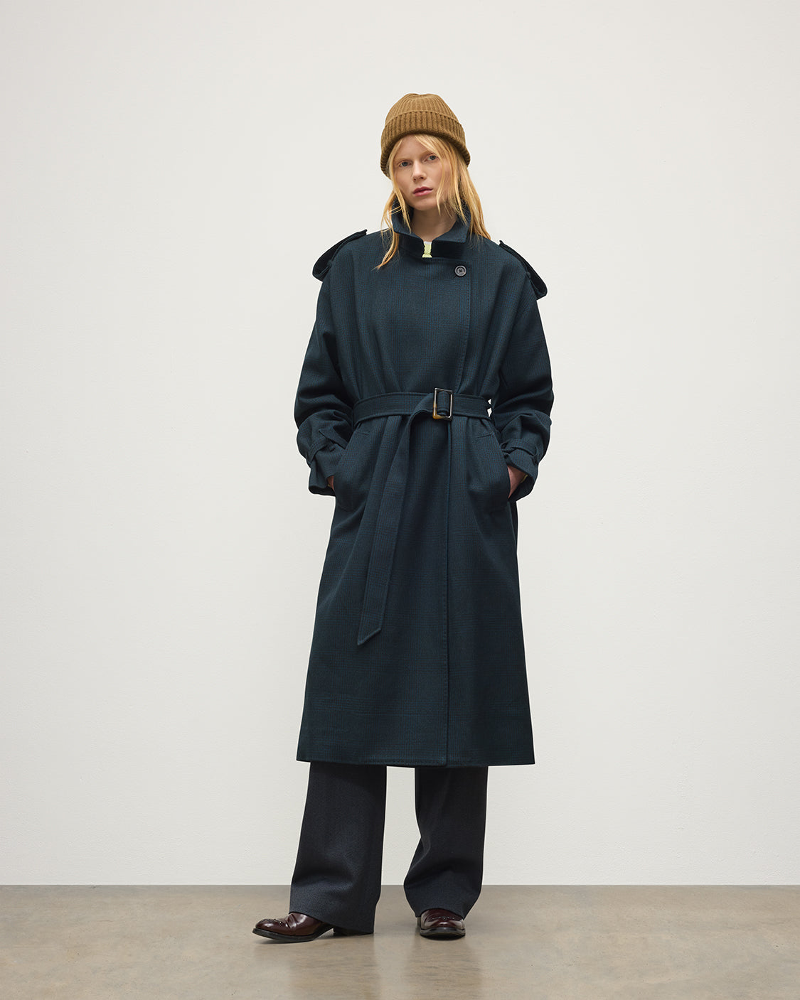 Johnstons of Elgin - Threave Wool Trench Coat | Mallard Glen Urquhart