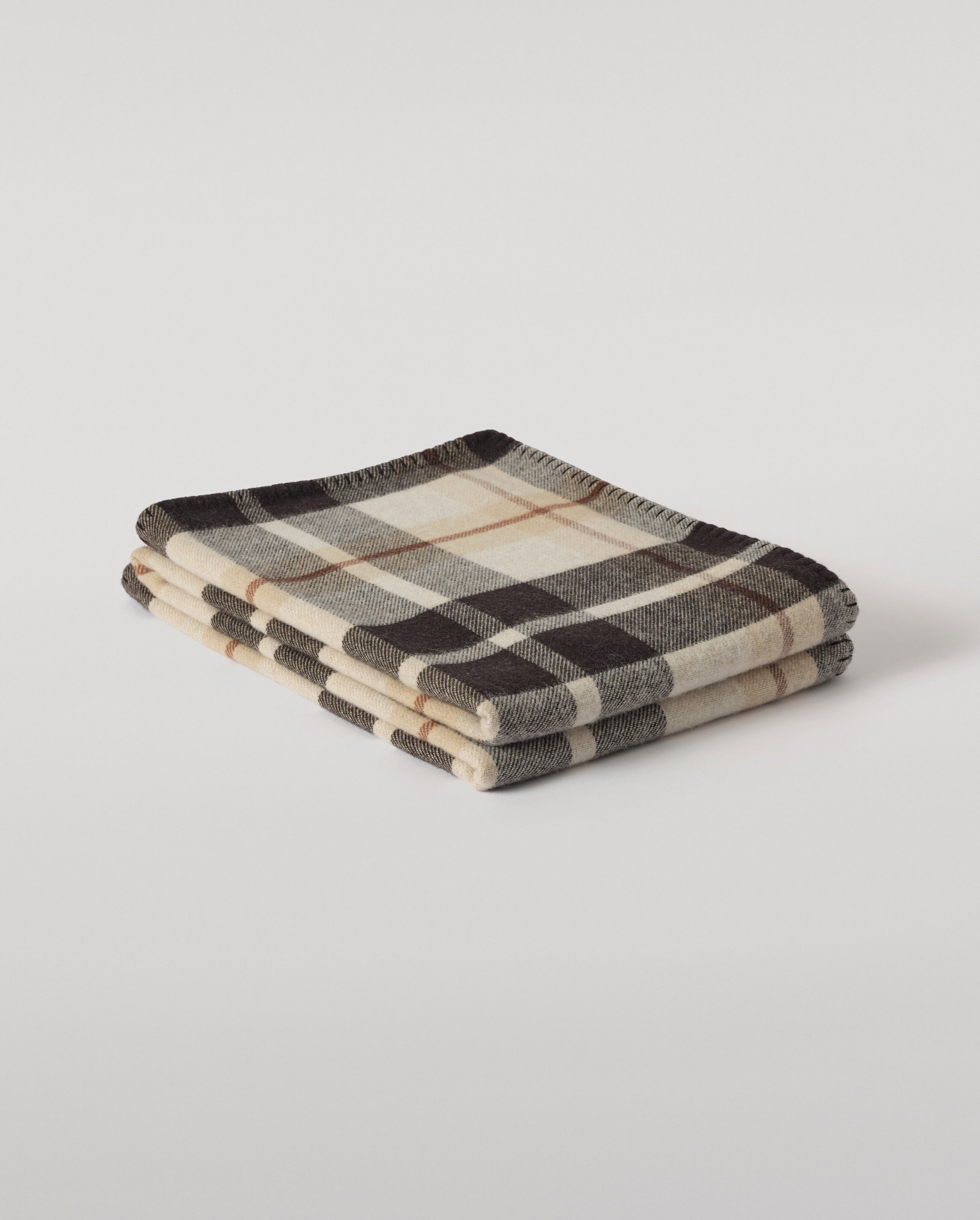 Johnstons of Elgin - Double Face Black & Blue Wool Throw