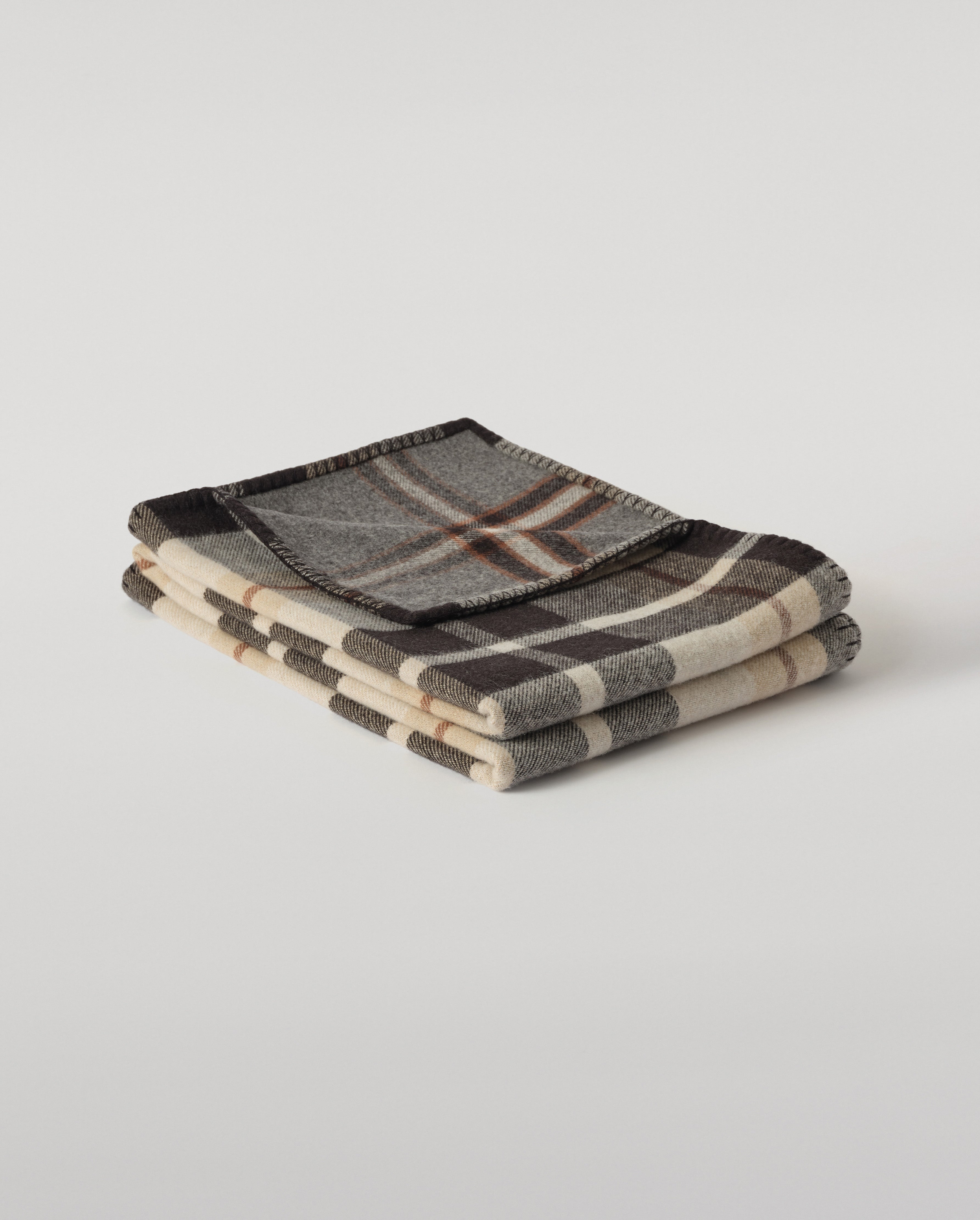 Johnstons of Elgin - Double Face Black & Blue Wool Throw