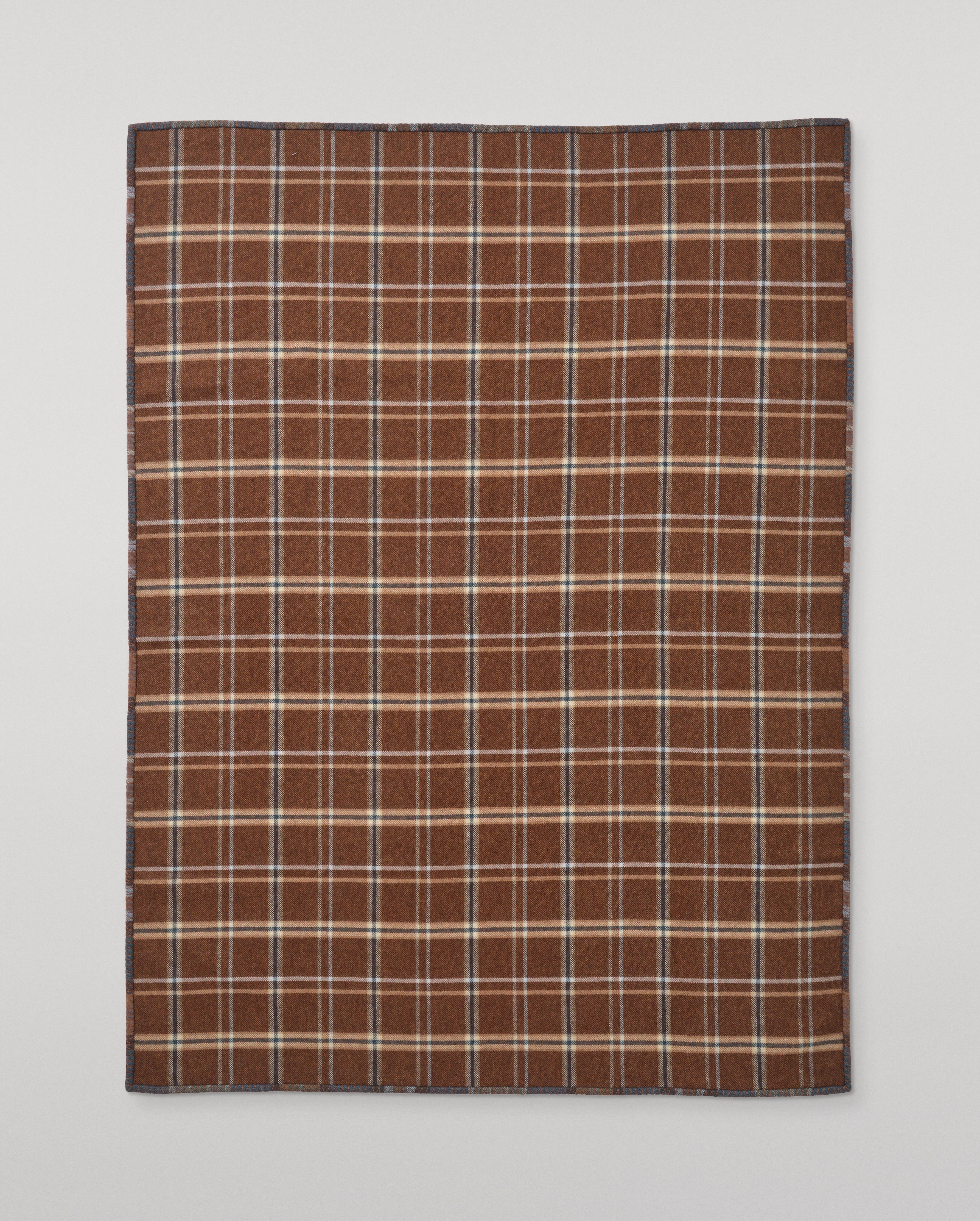 Johnstons of Elgin - Double Face Blue & Brown Wool Throw