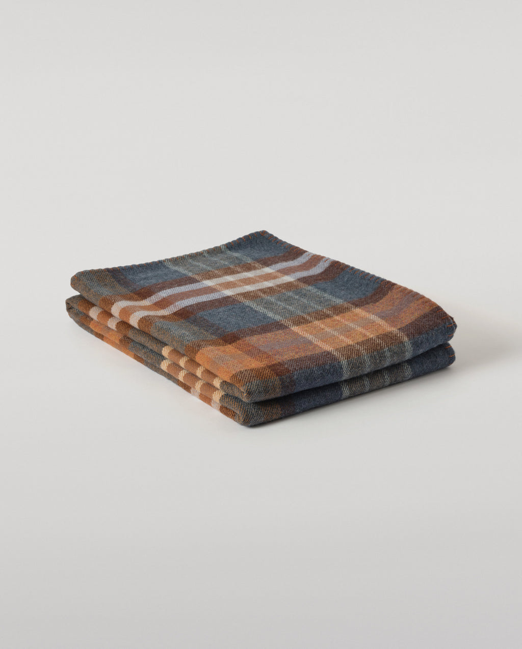 Johnstons of Elgin - Double Face Blue & Brown Wool Throw