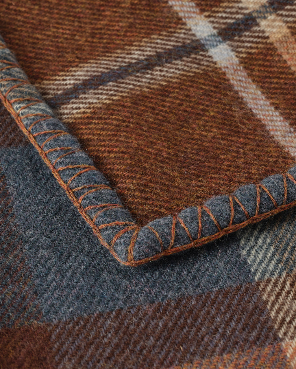Johnstons of Elgin - Double Face Blue & Brown Wool Throw