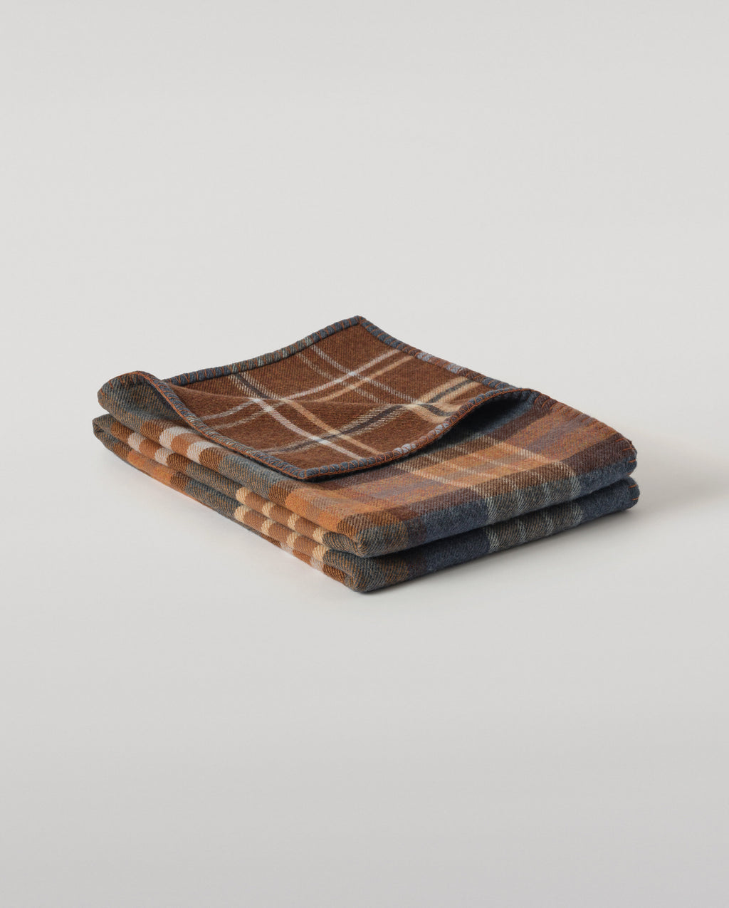 Johnstons of Elgin - Double Face Blue & Brown Wool Throw