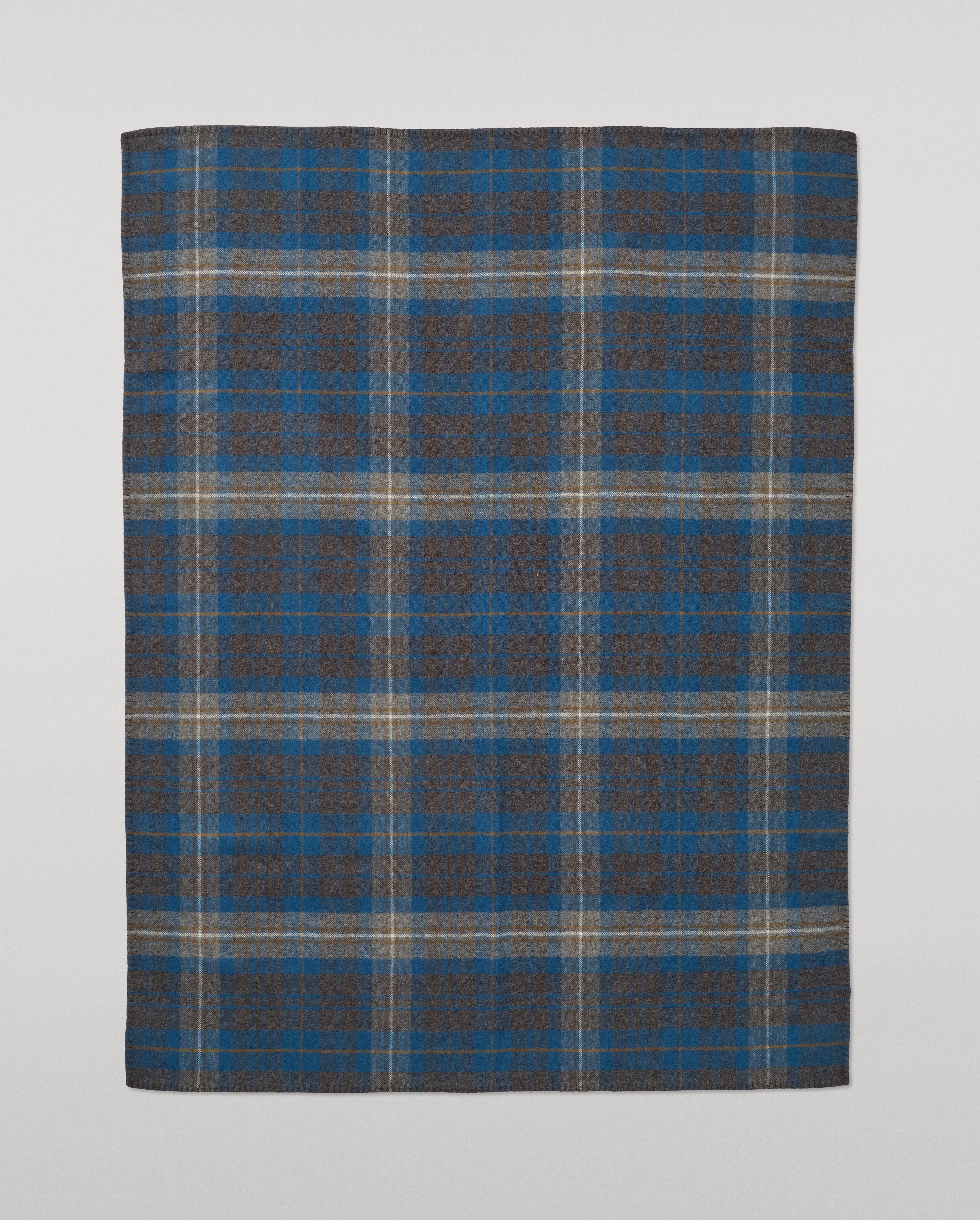 Johnstons of Elgin - Double Face Blue & Grey Wool Throw