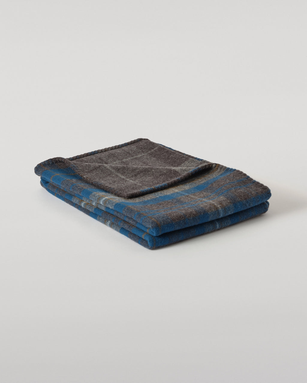 Johnstons of Elgin - Double Face Blue & Grey Wool Throw
