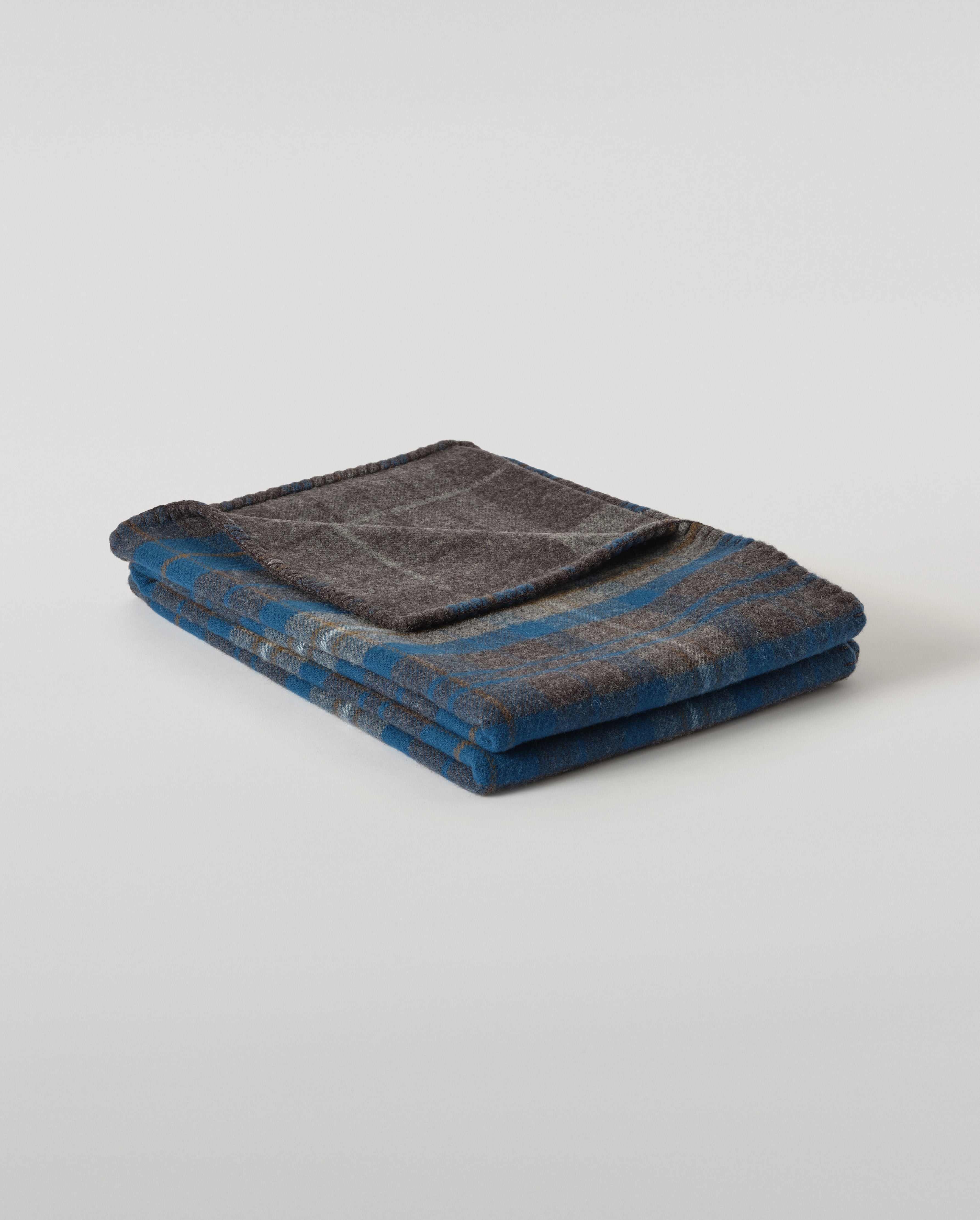 Johnstons of Elgin - Double Face Blue & Grey Wool Throw