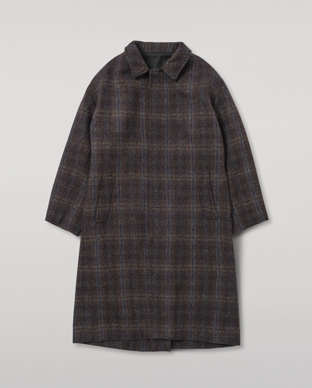 Johnstons of Elgin - Brodie Wool Car Coat | Indigo & Bitter Chocolate