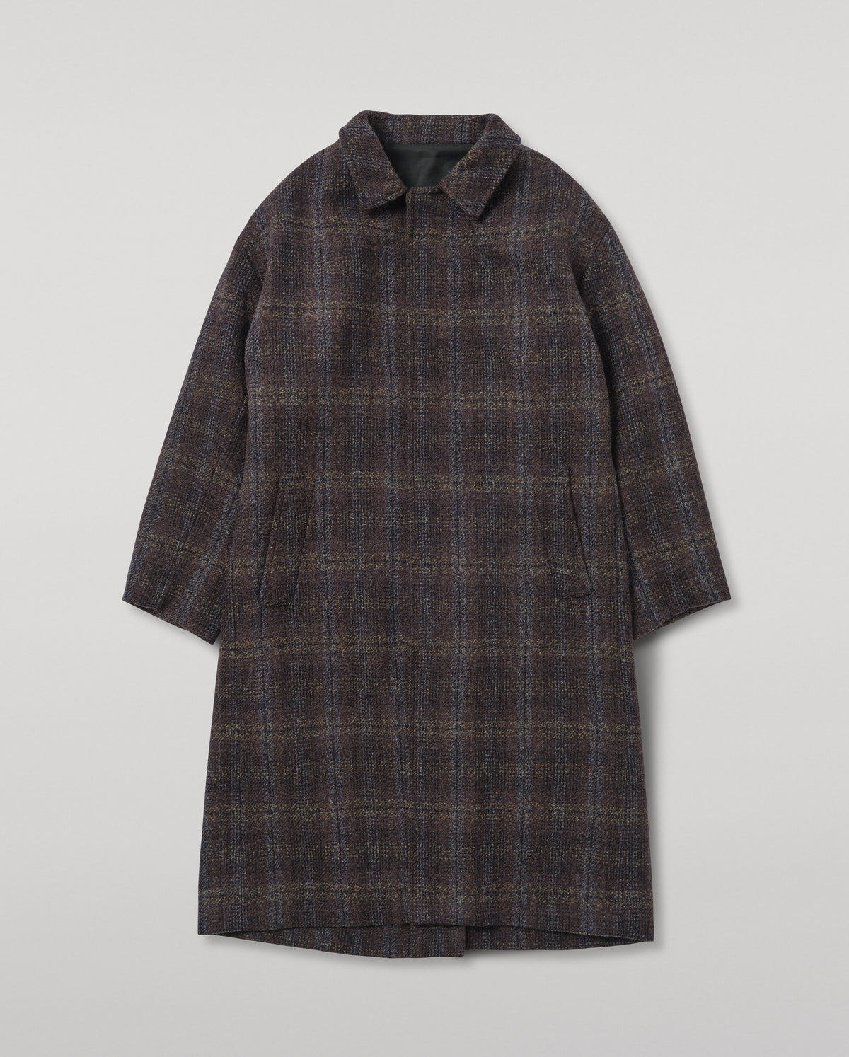 Johnstons of Elgin - Brodie Wool Car Coat | Indigo & Bitter Chocolate