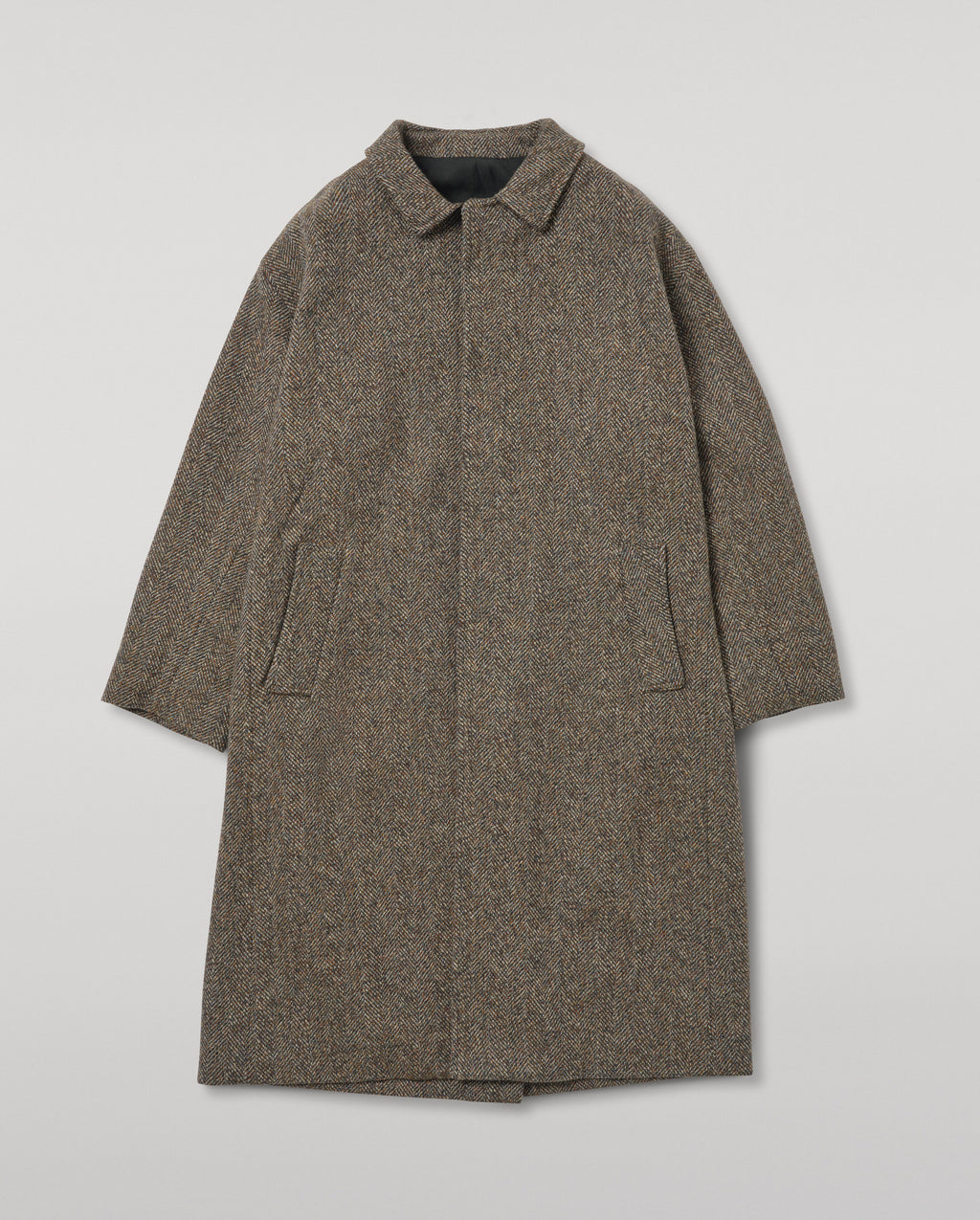 Johnstons of Elgin - Brodie Wool Car Coat | Rust & Petrol Herringbone
