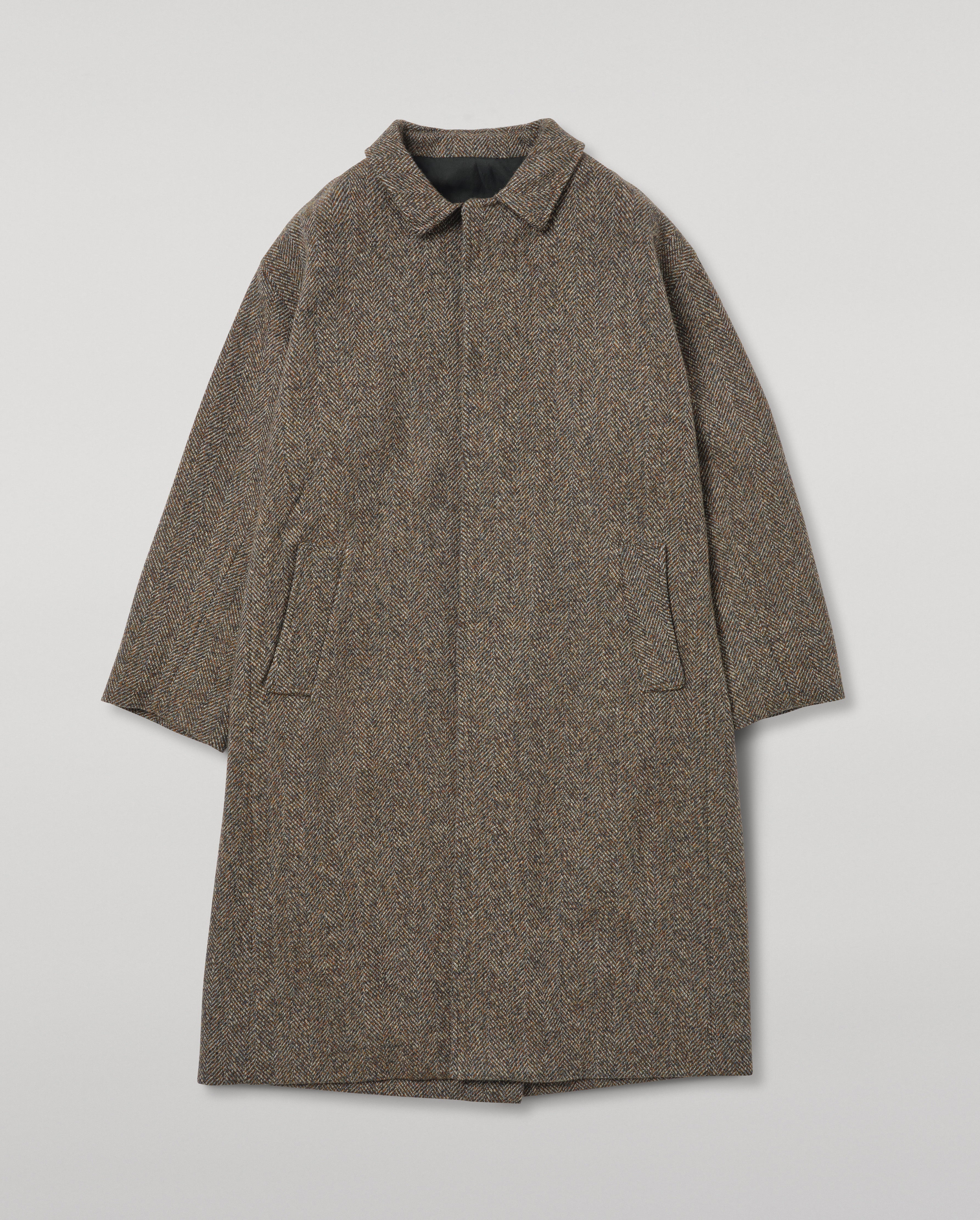 Johnstons of Elgin - Brodie Wool Car Coat | Rust & Petrol Herringbone