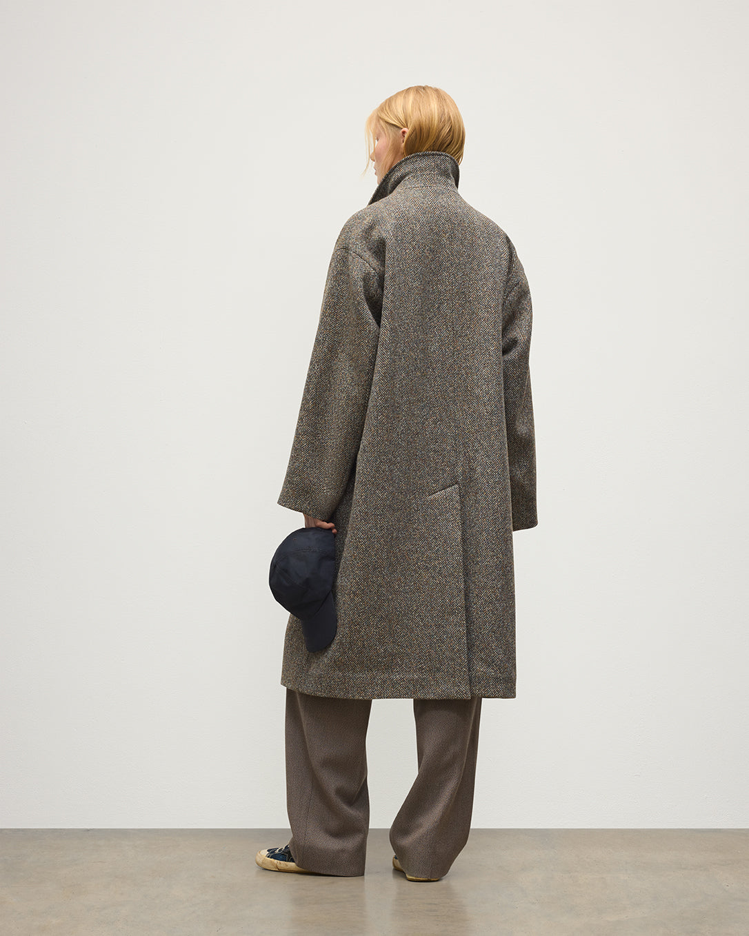 Johnstons of Elgin - Brodie Wool Car Coat | Rust & Petrol Herringbone