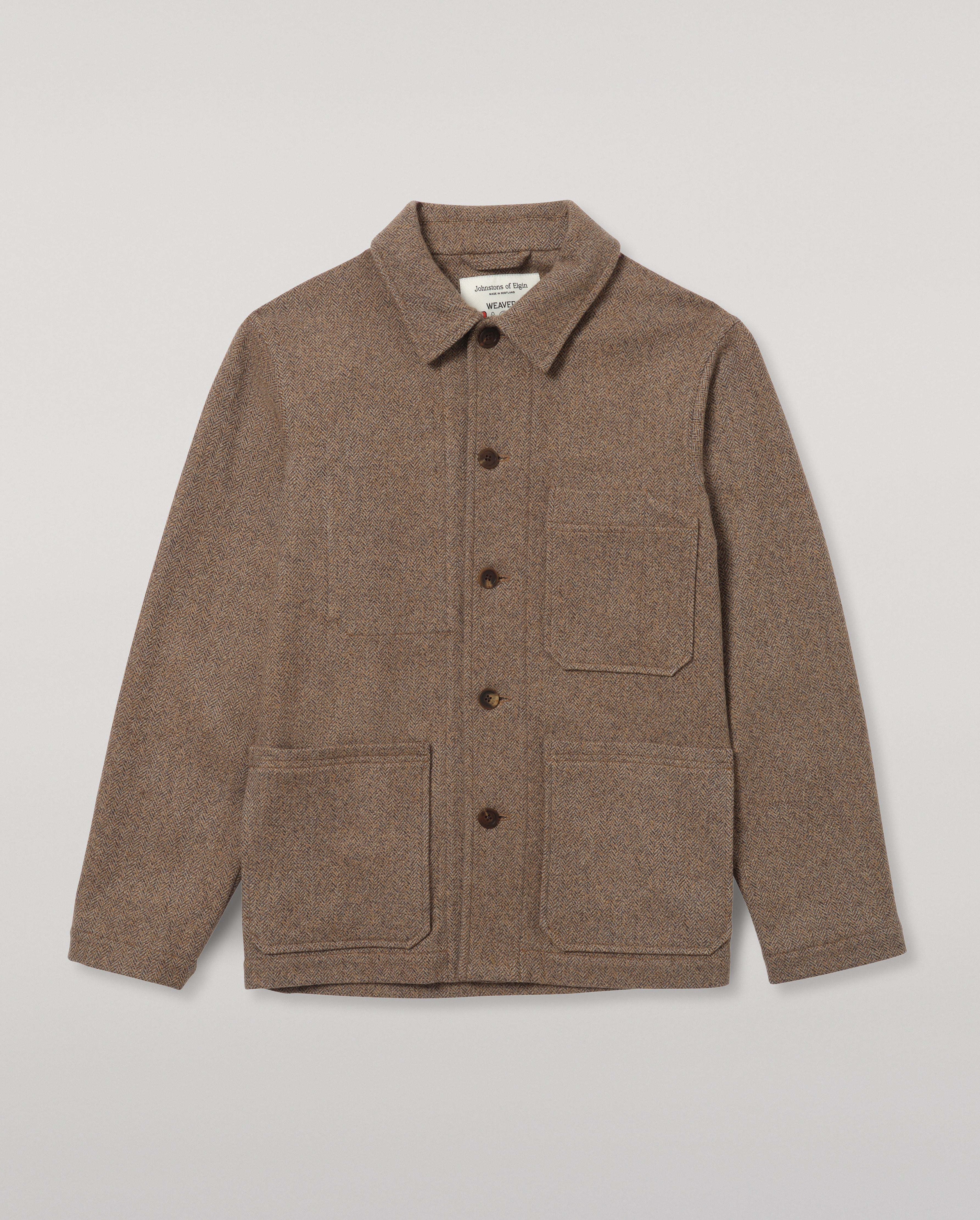 Johnstons of Elgin - The Weavers Jacket | Camel & Blue Herringbone