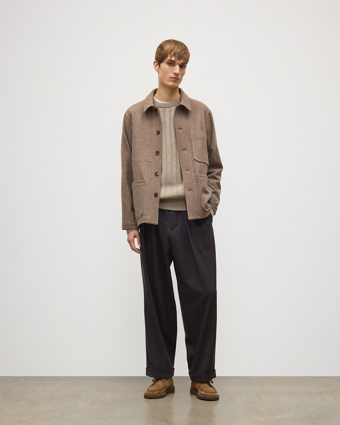 Johnstons of Elgin - The Weavers Jacket | Camel & Blue Herringbone