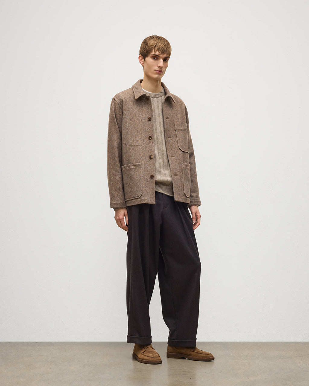 Johnstons of Elgin - The Weavers Jacket | Camel & Blue Herringbone