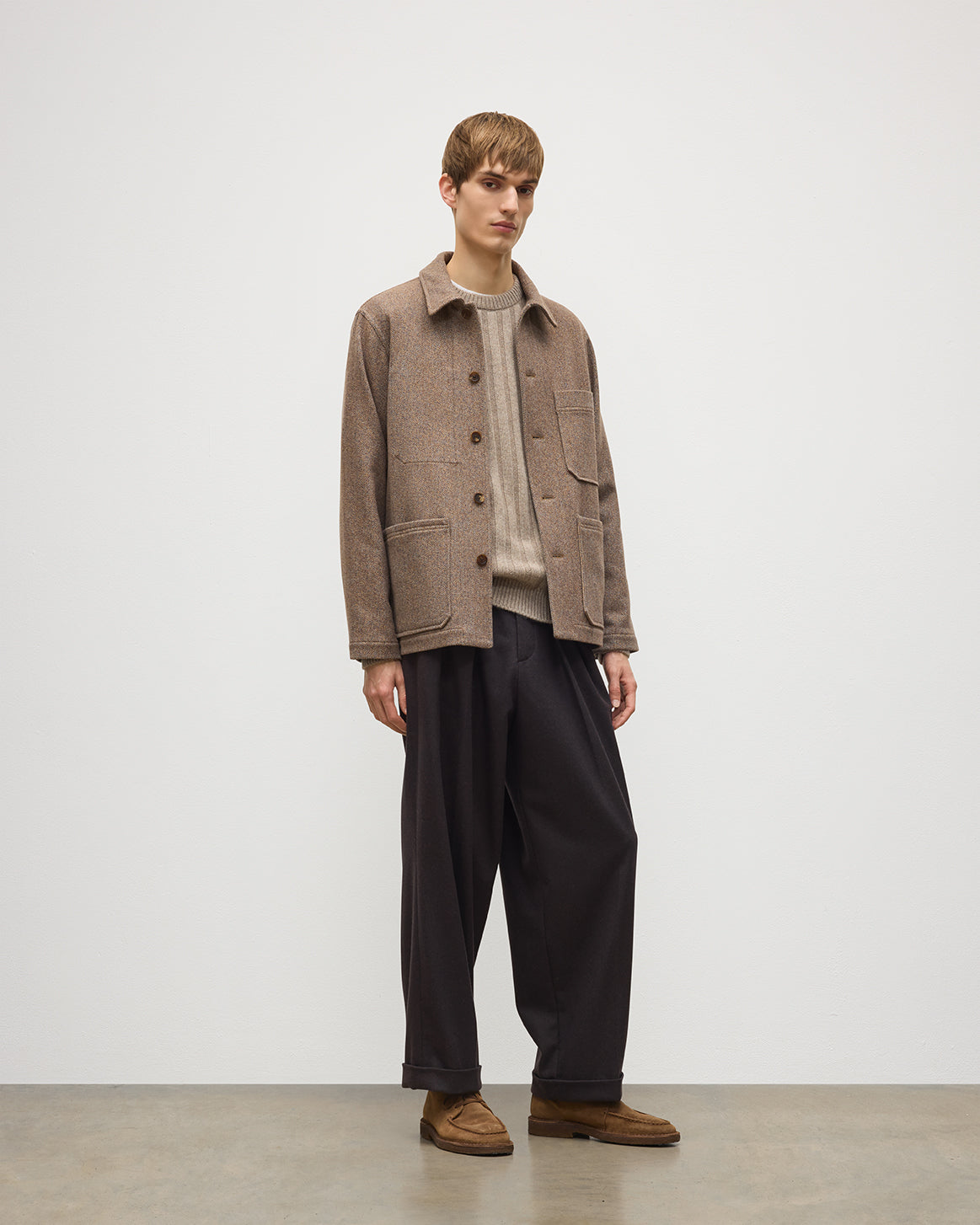 Johnstons of Elgin - The Weavers Jacket | Camel & Blue Herringbone