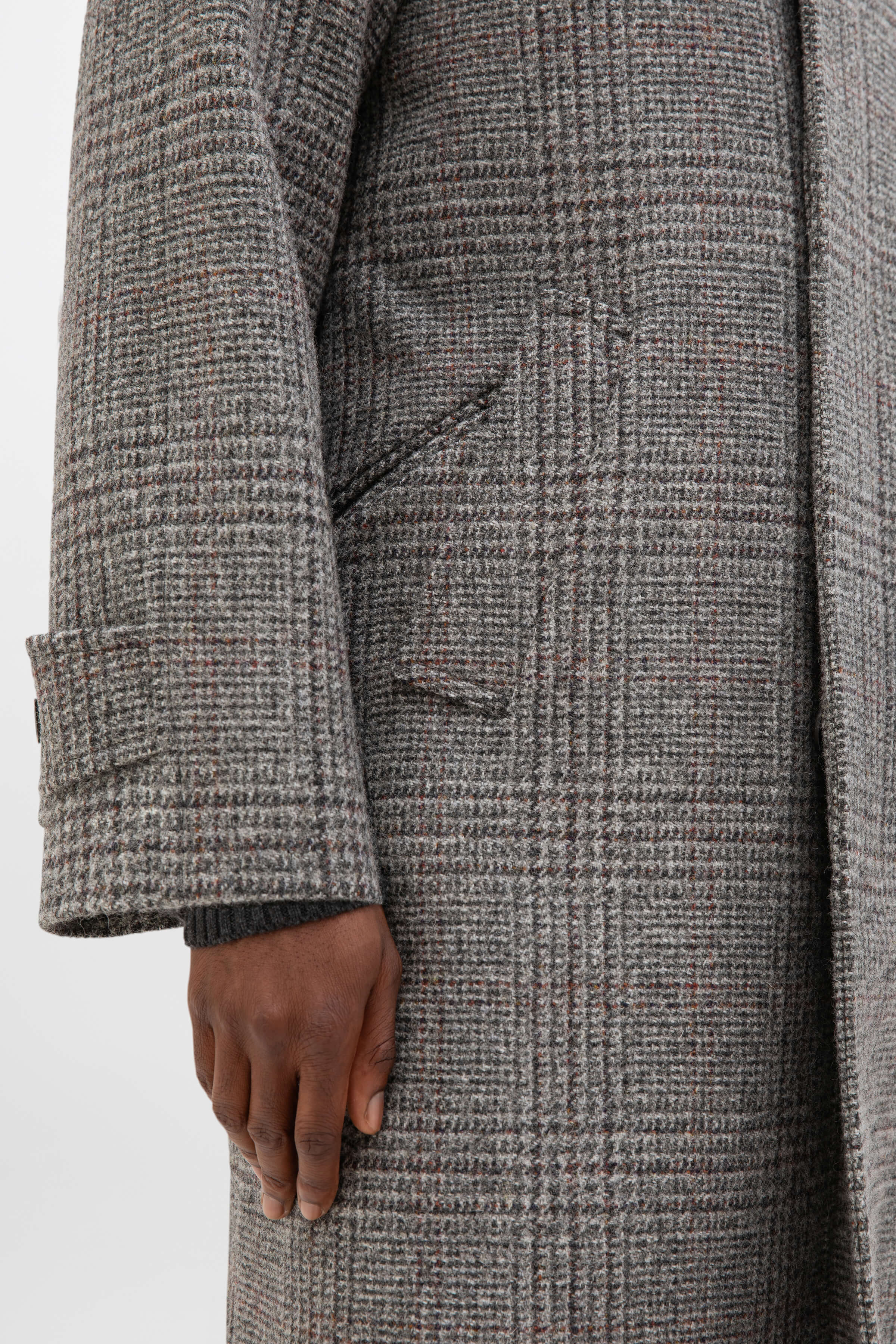 Johnstons of Elgin - 'The Balmacaan' Men's Coat | Grey & Rust Glen Check