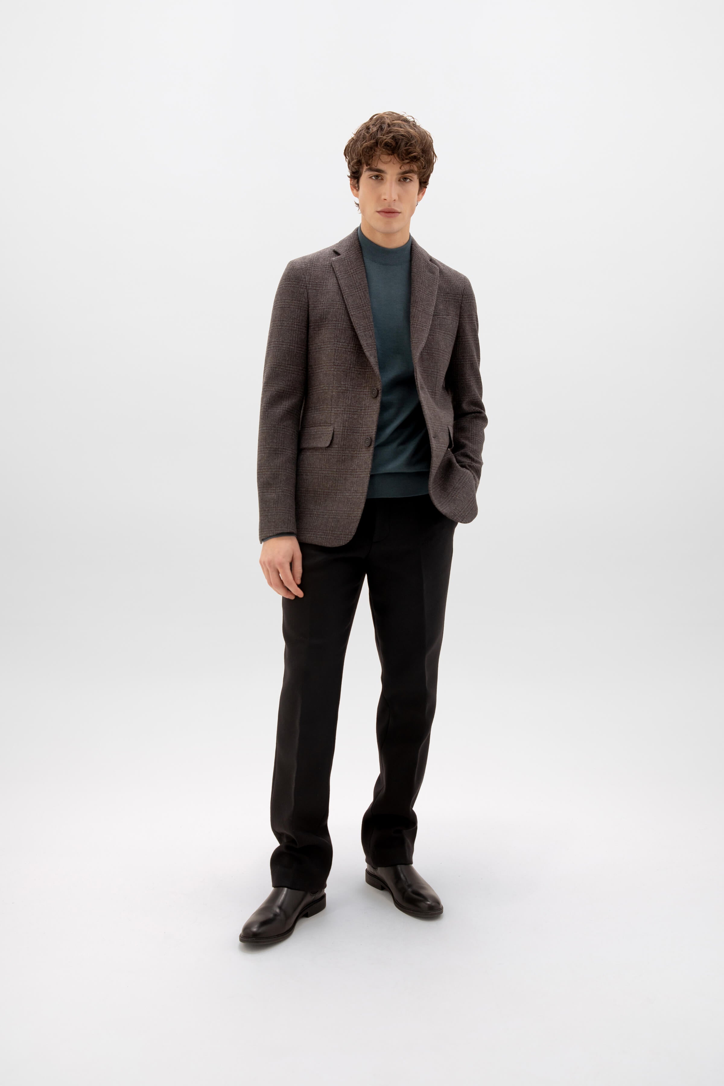 Johnstons of Elgin - Mock Turtle Neck Blue Merino Jumper