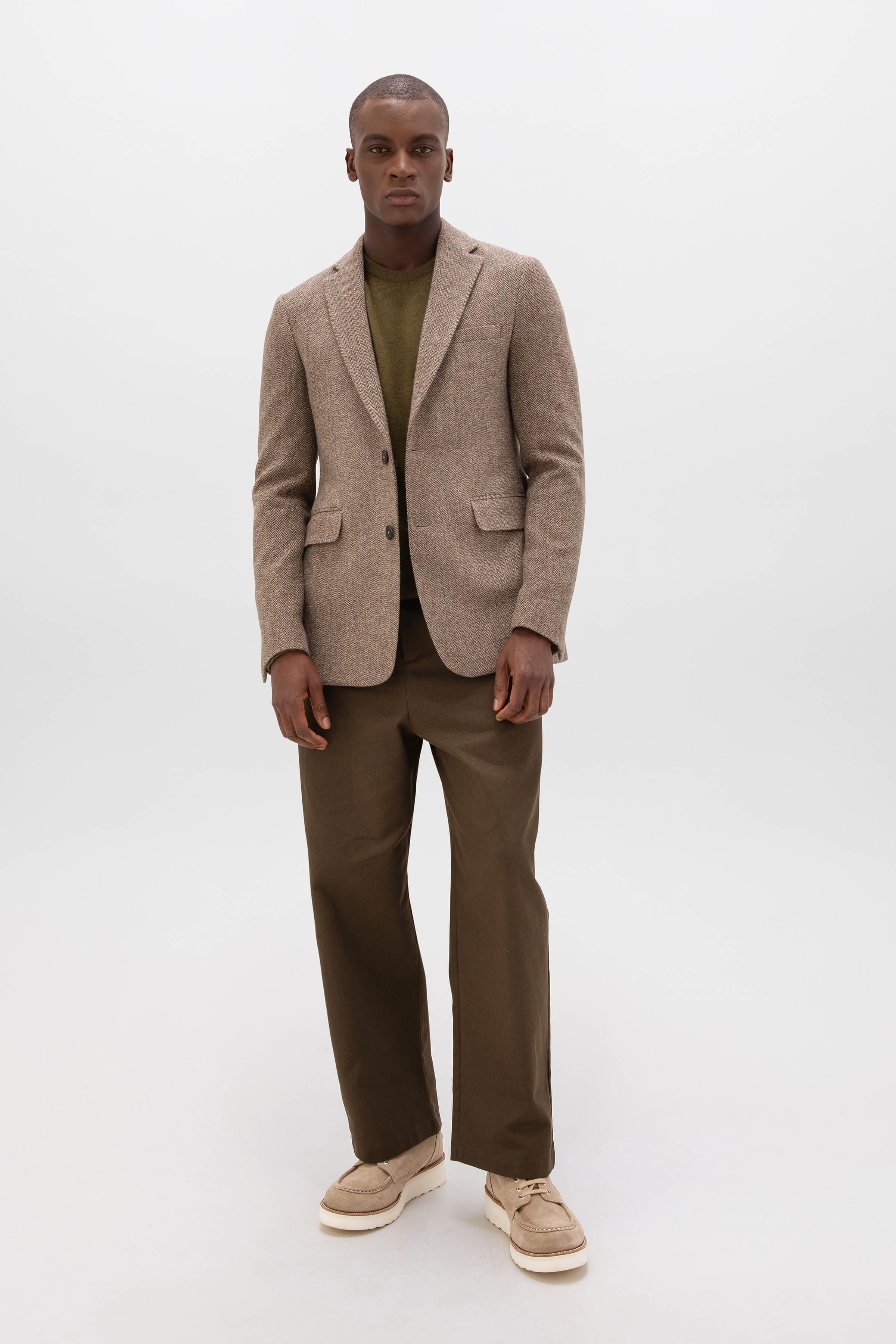 Johnstons of Elgin - Brown Herringbone Tweed Jacket
