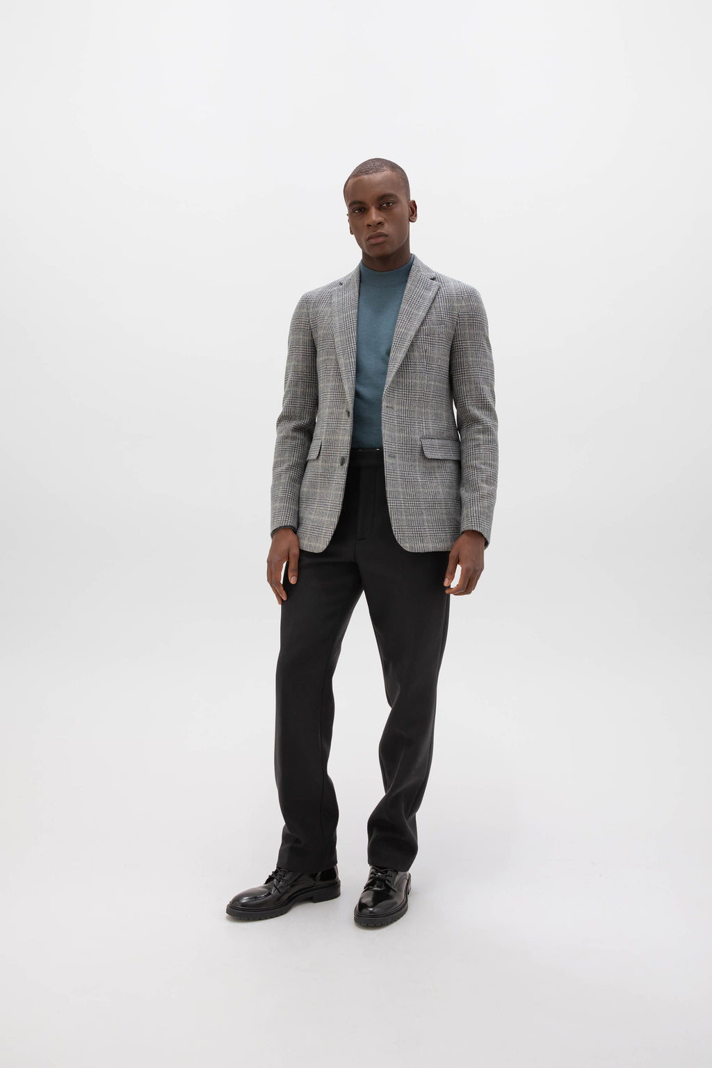 Johnstons of Elgin - Mock Turtle Neck Blue Merino Jumper