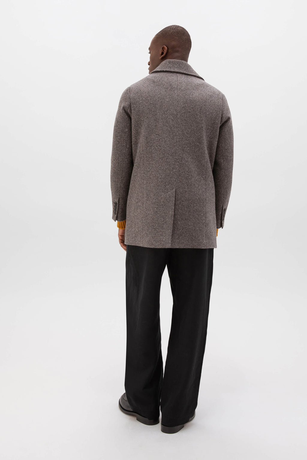 Johnstons of Elgin - Charcoal Herringbone Pea Coat