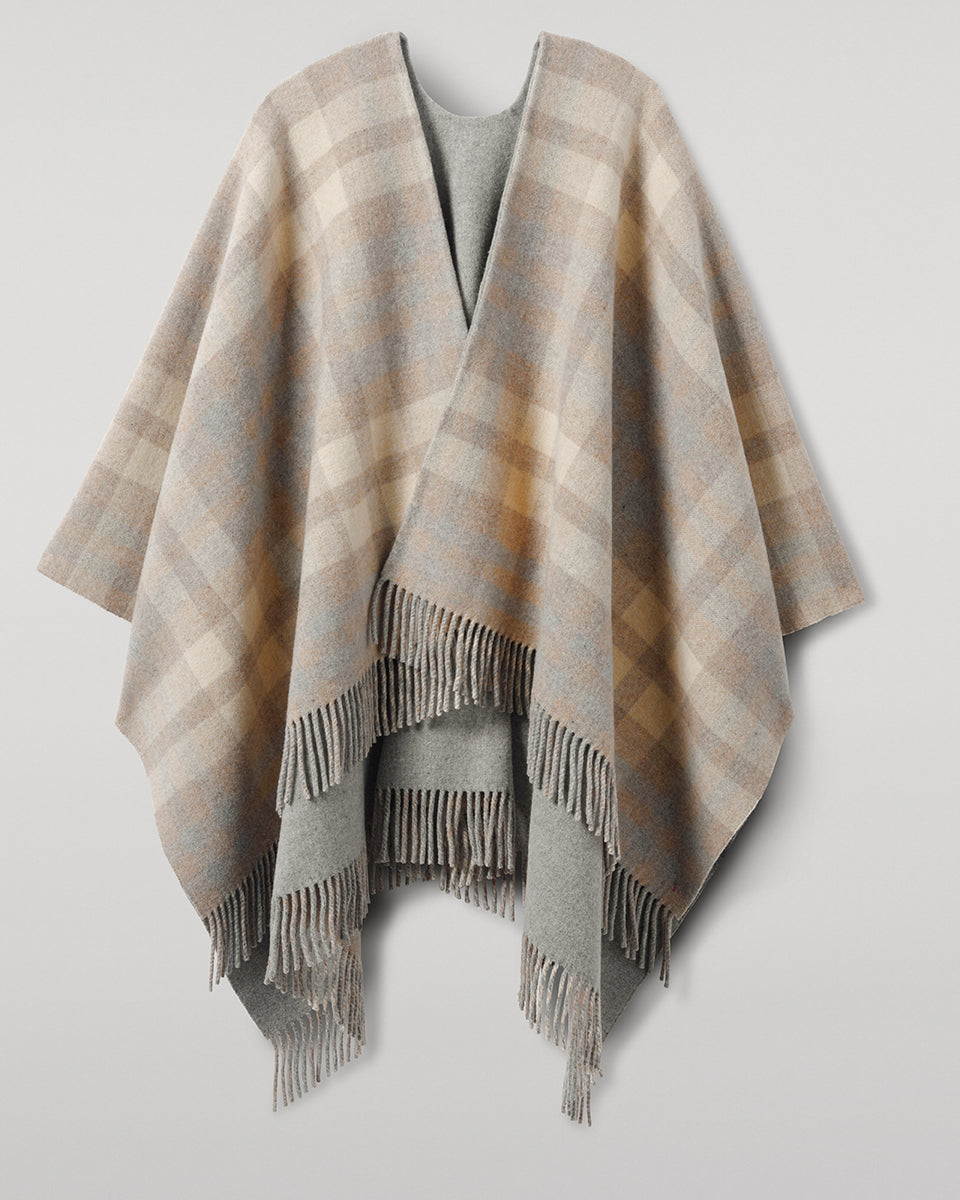 Johnstons of Elgin - Reversible Natural Mackellar Wool Check Cape