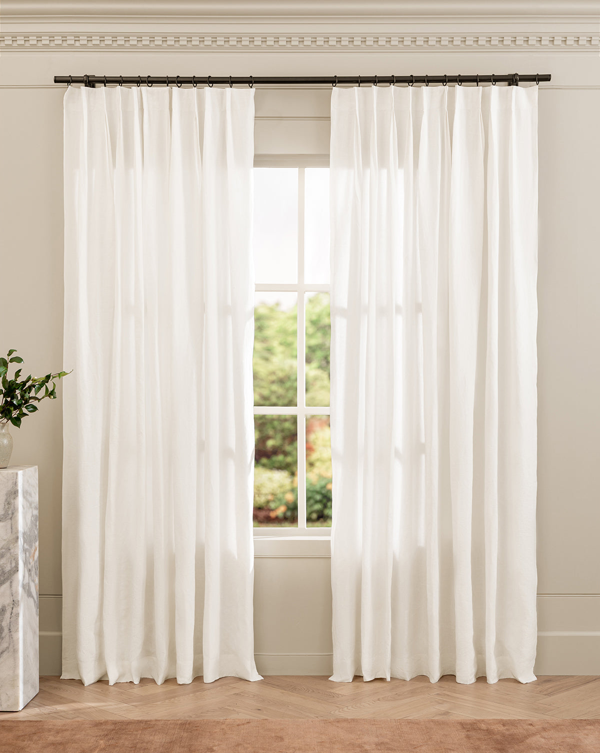 McGee & Co - Teller Cream Belgian Linen Pinch Pleat Drapery Panel