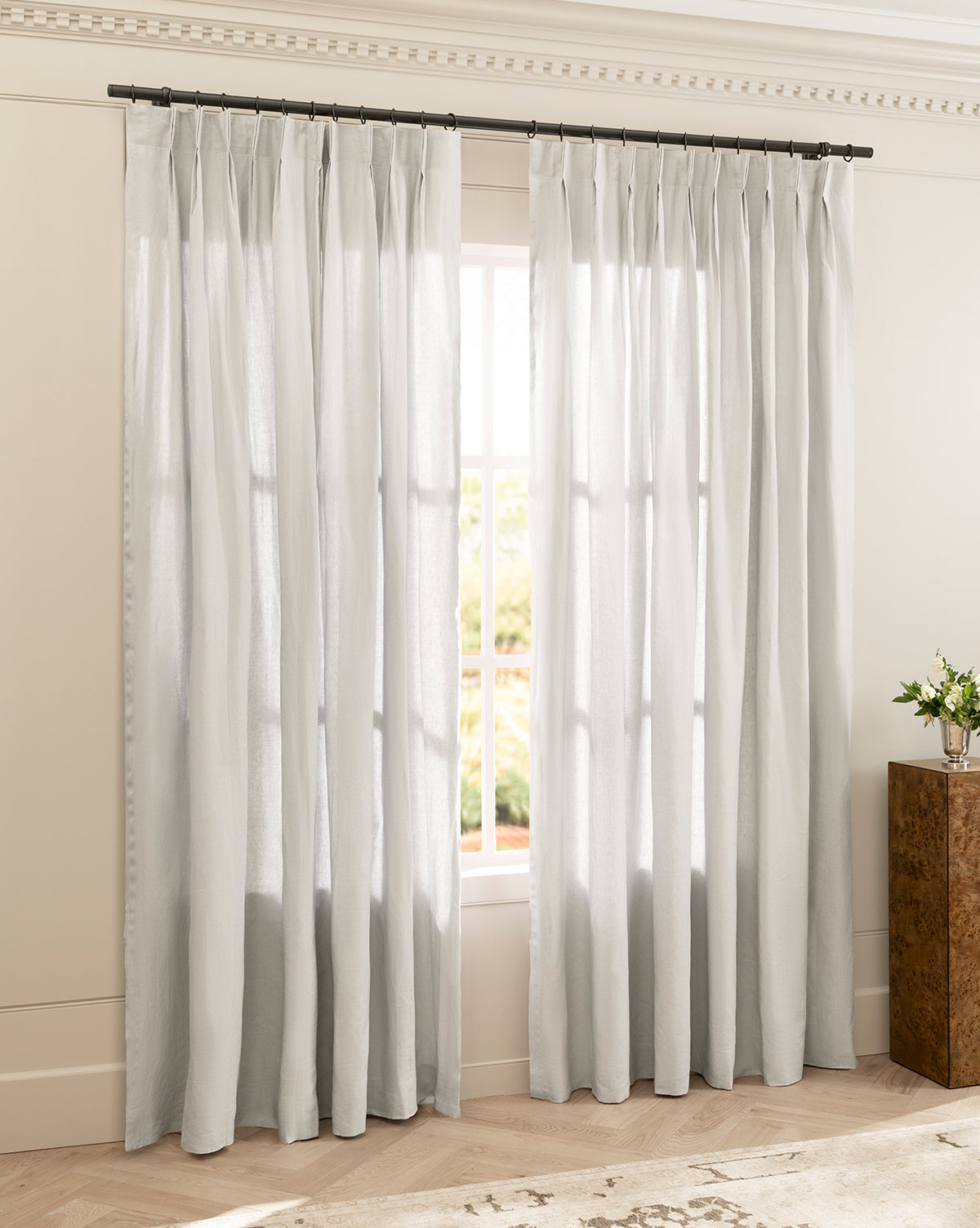 McGee & Co - Teller Mist Belgian Linen Pinch Pleat Drapery Panel