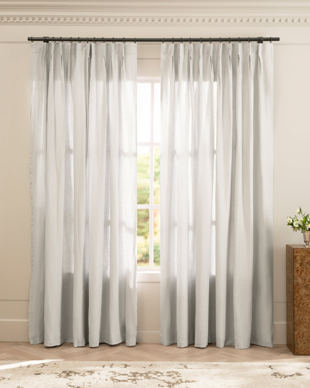 McGee & Co - Teller Mist Belgian Linen Pinch Pleat Drapery Panel