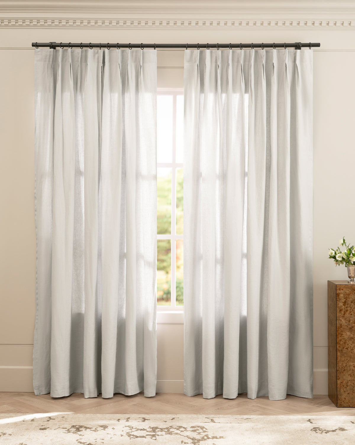 McGee & Co - Teller Mist Belgian Linen Pinch Pleat Drapery Panel