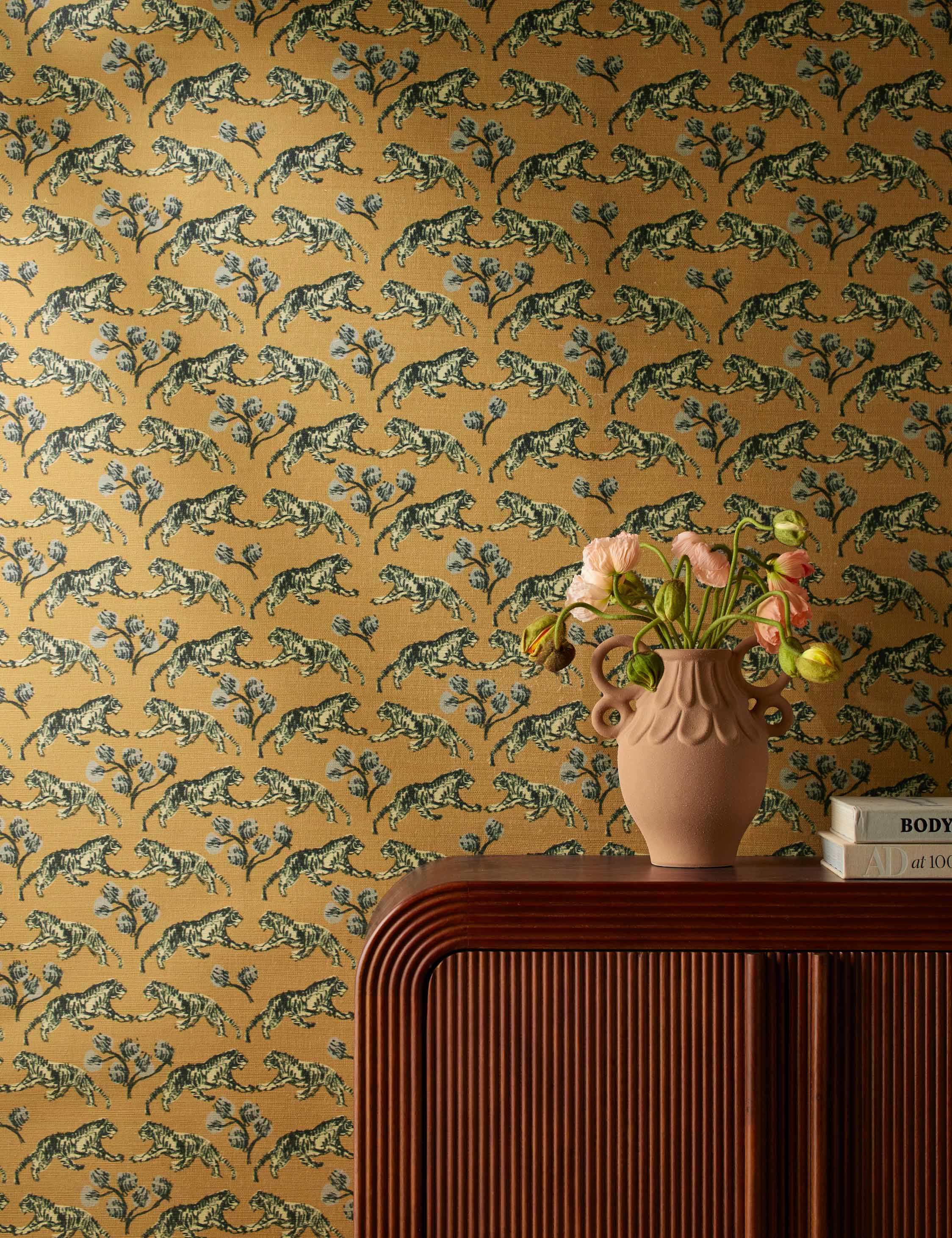 Lulu and Georgia - Tiger Grasscloth Wallpaper by Sarah Sherman Samuel