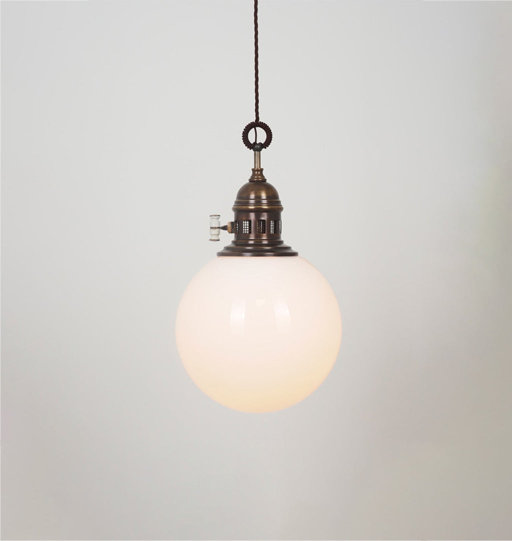 Amber Interiors - Trento Brass & Opaline Pendant