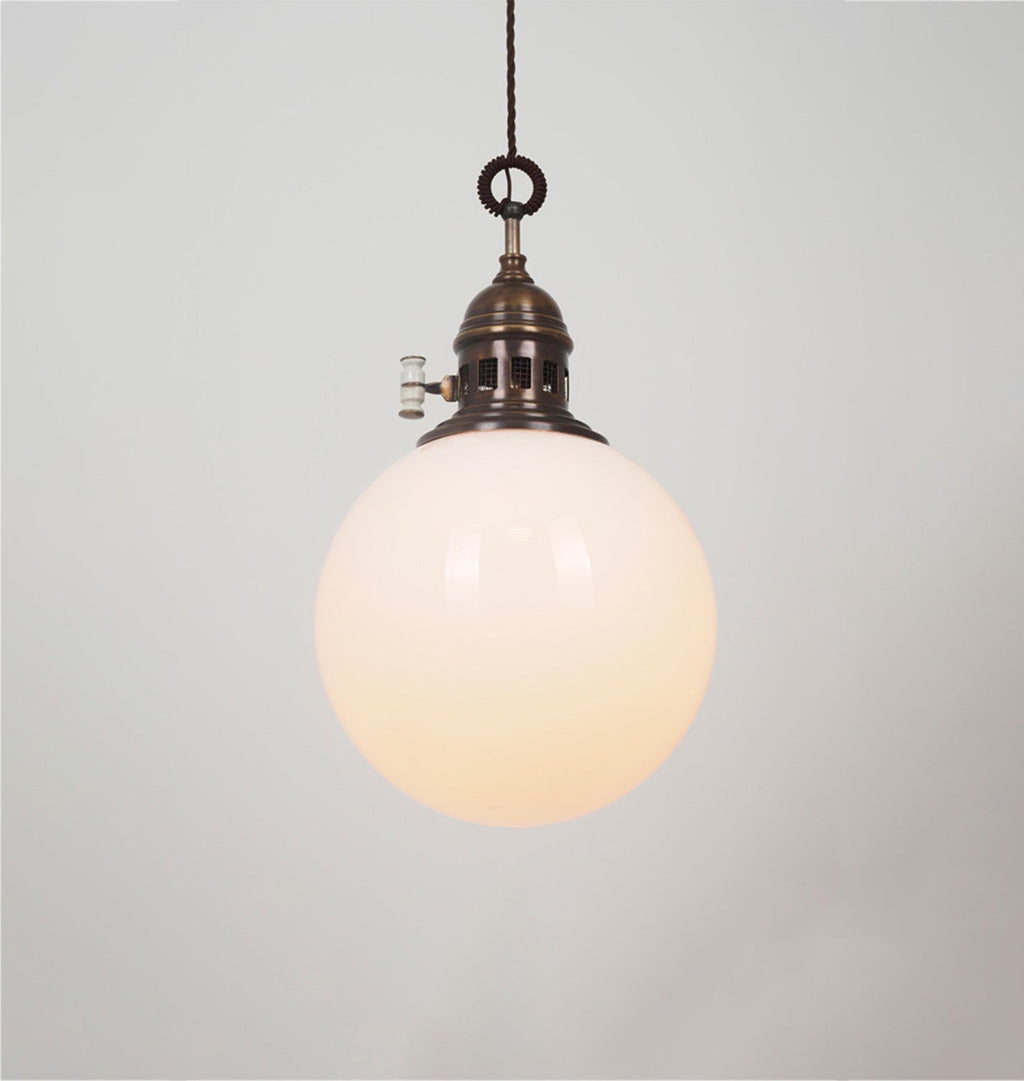 Amber Interiors - Trento Brass & Opaline Pendant
