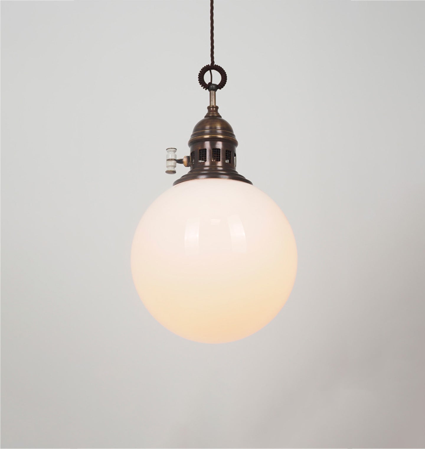 Amber Interiors - Trento Brass & Opaline Pendant