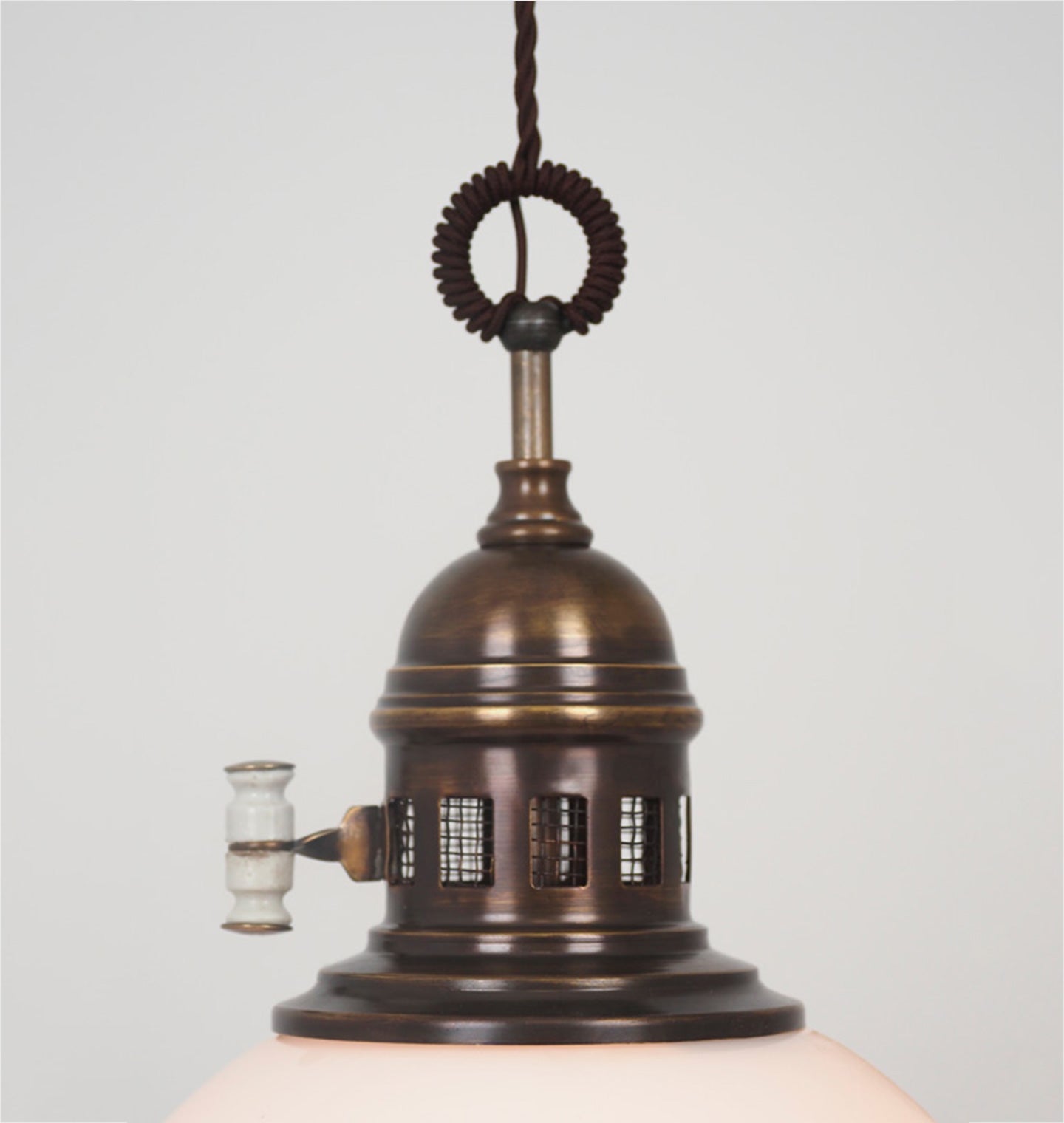 Amber Interiors - Trento Brass & Opaline Pendant