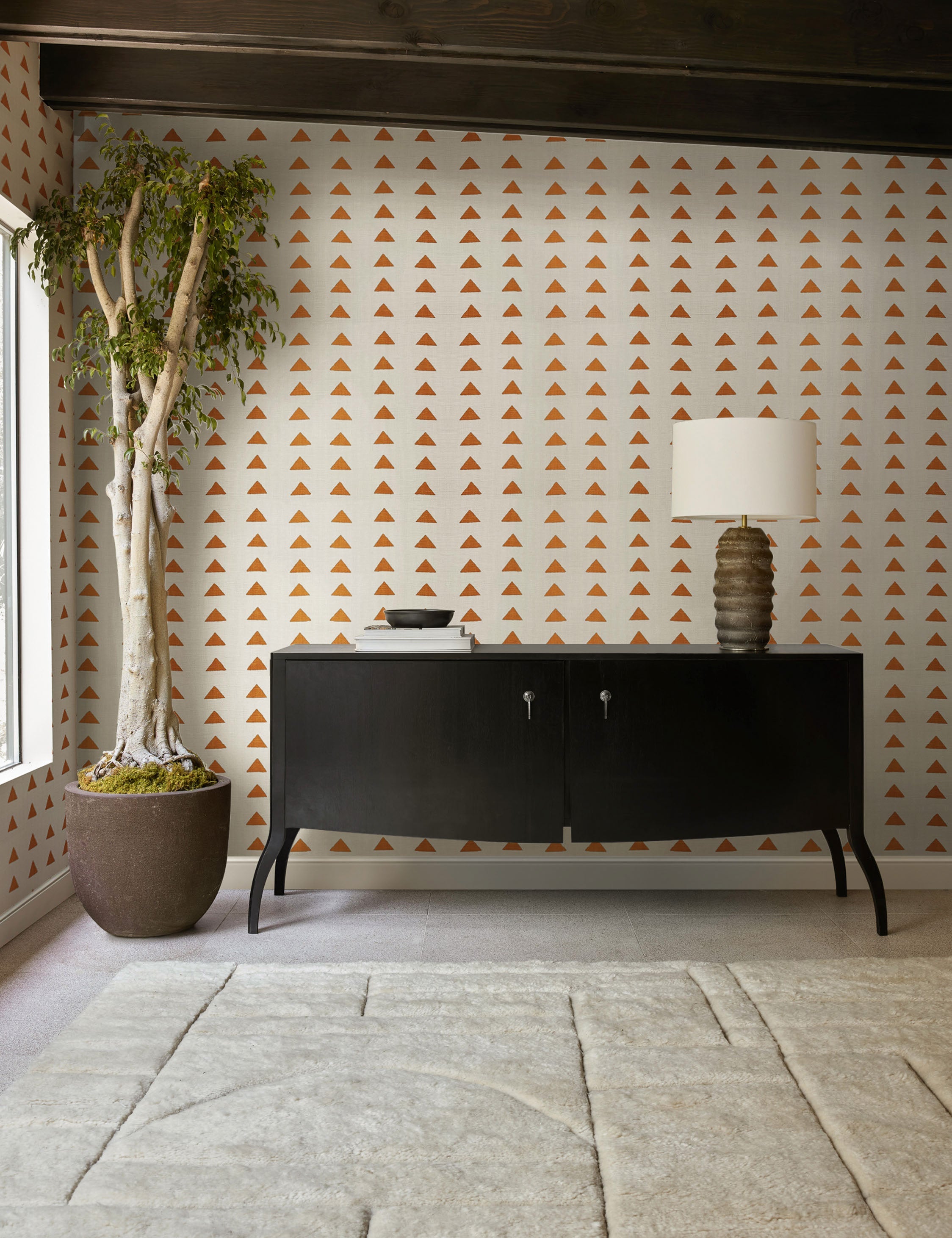 Lulu and Georgia - Triangles Grasscloth Wallpaper By Nathan Turner