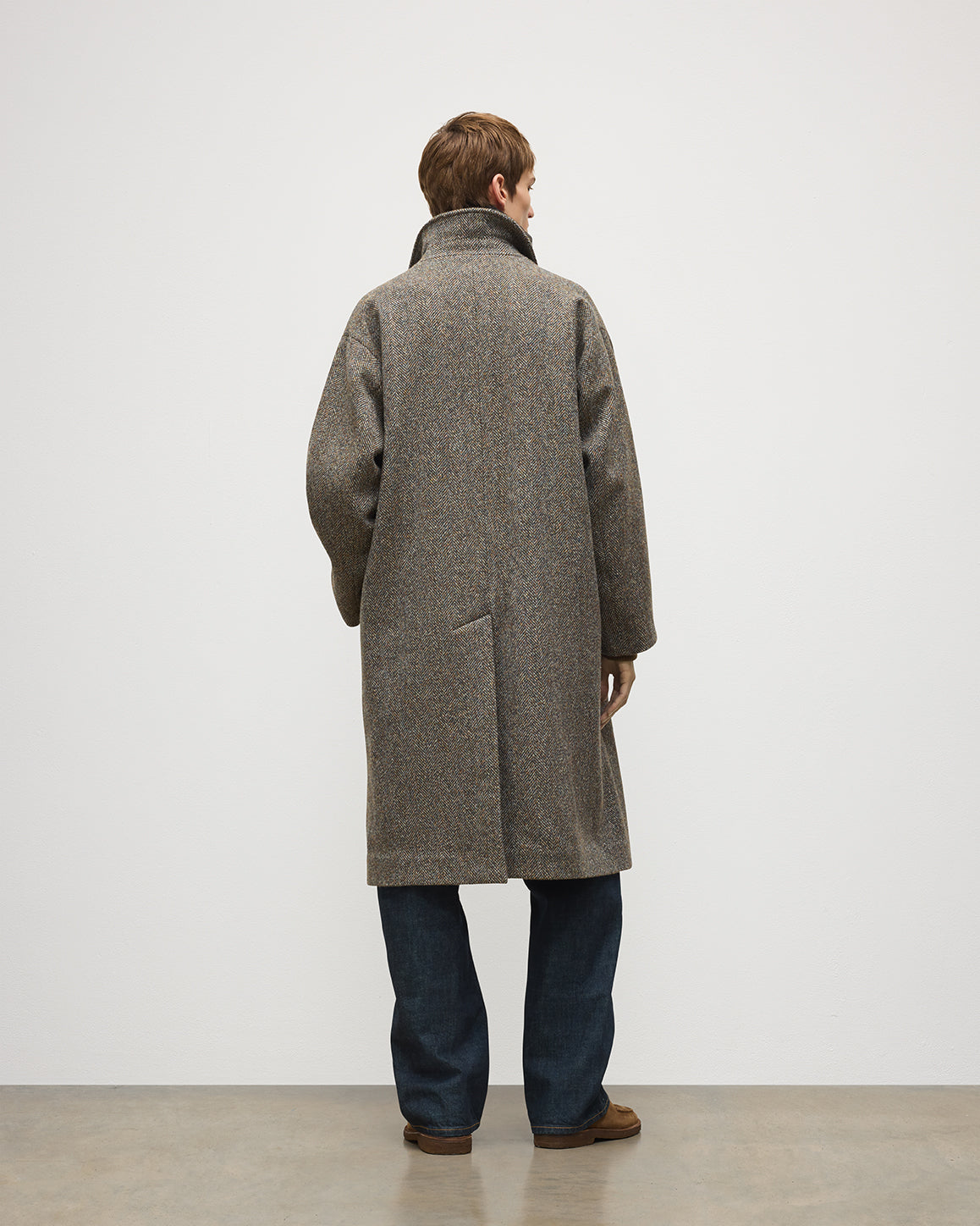 Johnstons of Elgin - Brodie Wool Car Coat | Rust & Petrol Herringbone