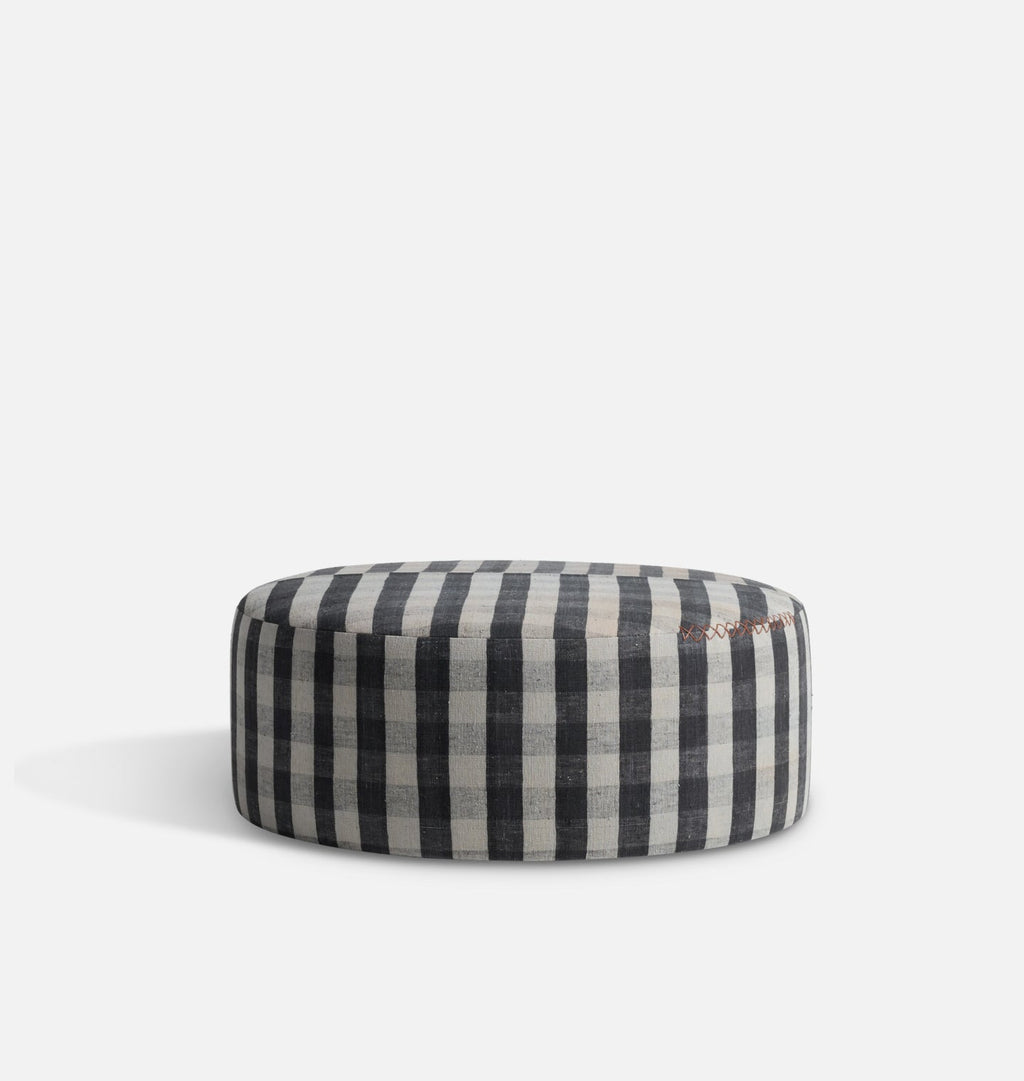 Amber Interiors - Vintage Topanga Round Ottoman H.XXII.XXVI