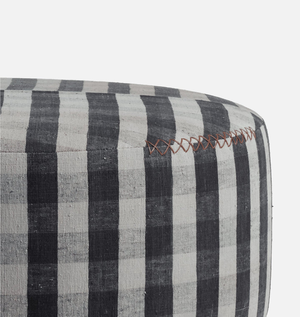Amber Interiors - Vintage Topanga Round Ottoman H.XXII.XXVI