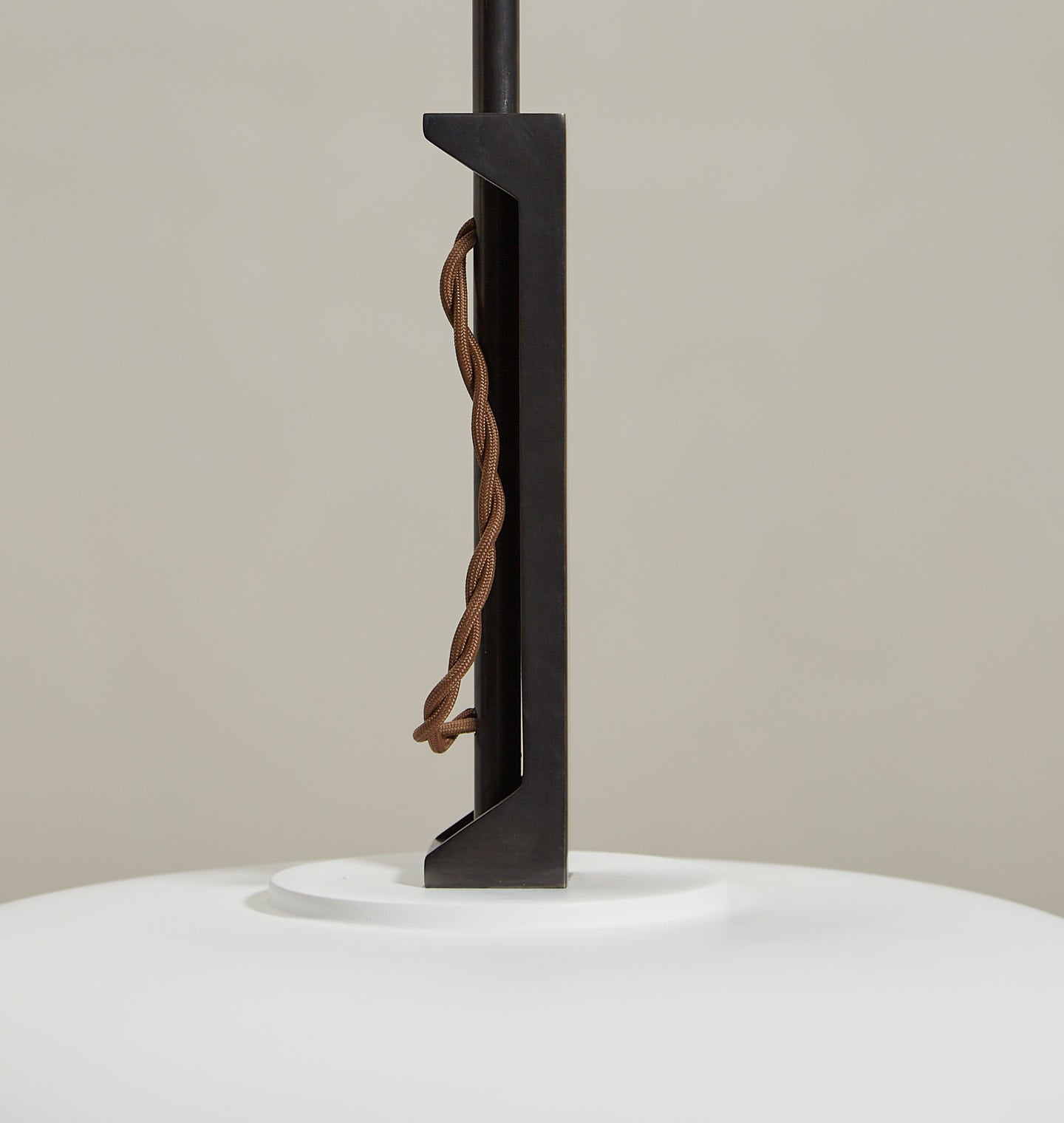Amber Interiors - Cyrus 19" Pendant in Bronze / White Glass Floor Model