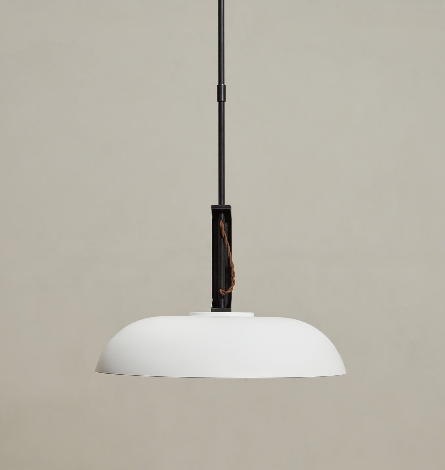 Amber Interiors - Cyrus 19" Pendant in Bronze / White Glass Floor Model