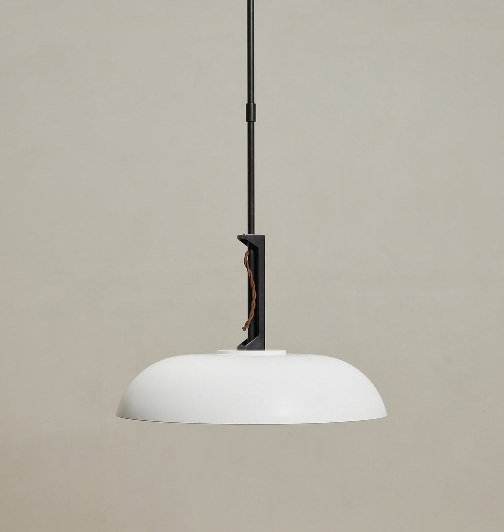 Amber Interiors - Cyrus 19" Pendant in Bronze / White Glass Floor Model