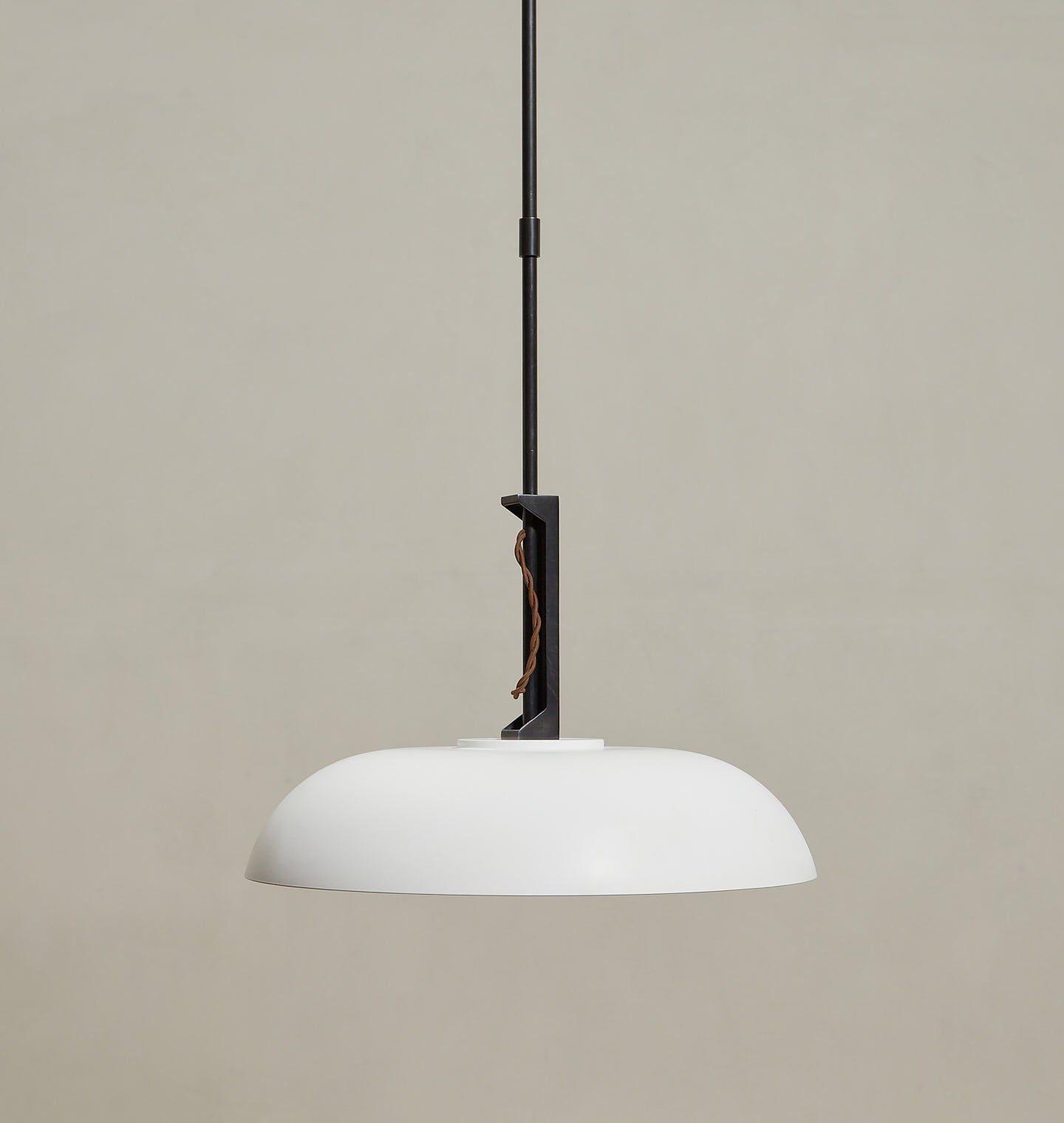 Amber Interiors - Cyrus 19" Pendant in Bronze / White Glass Floor Model
