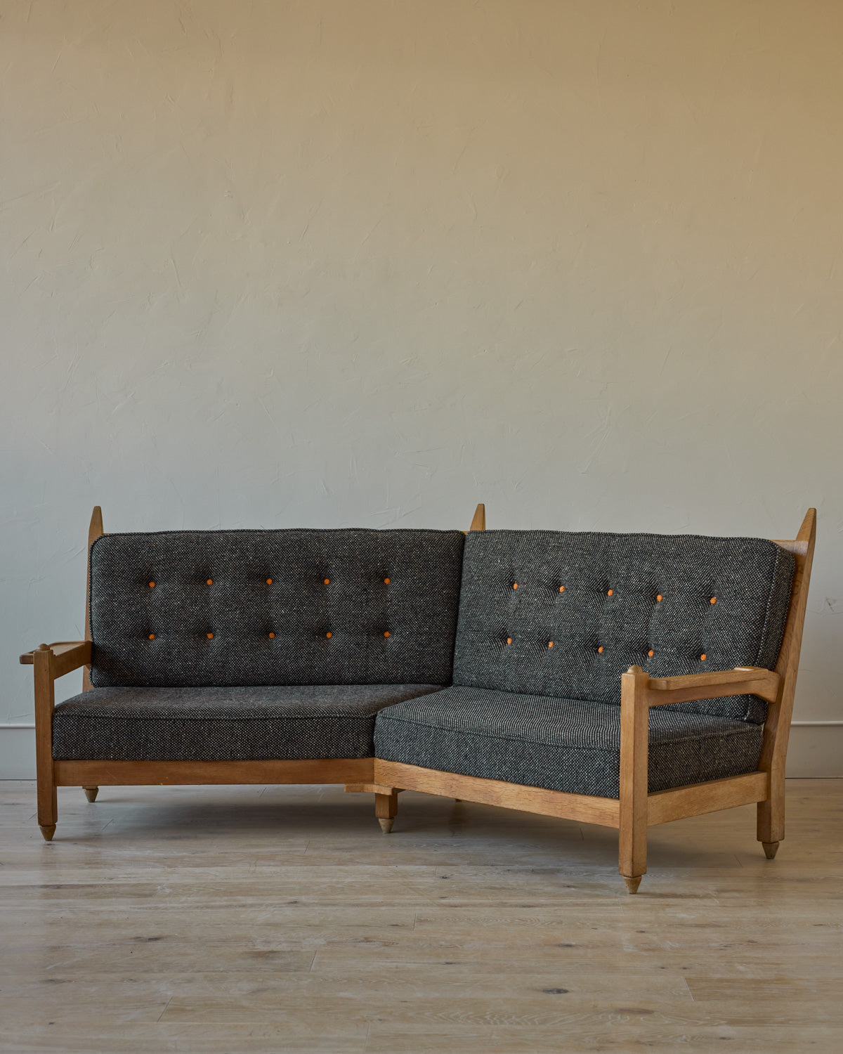 Lostine - Mid - Century Angular Sofa by Guillerme and Chambron