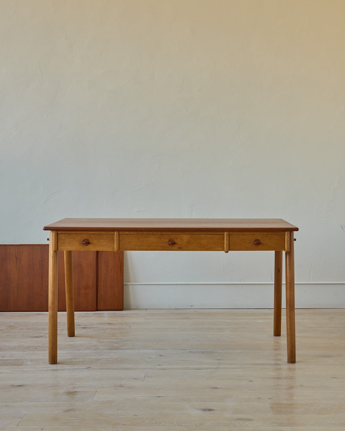 Lostine - 1950s Danish Oak + Teak Desk by Poul M. Volther